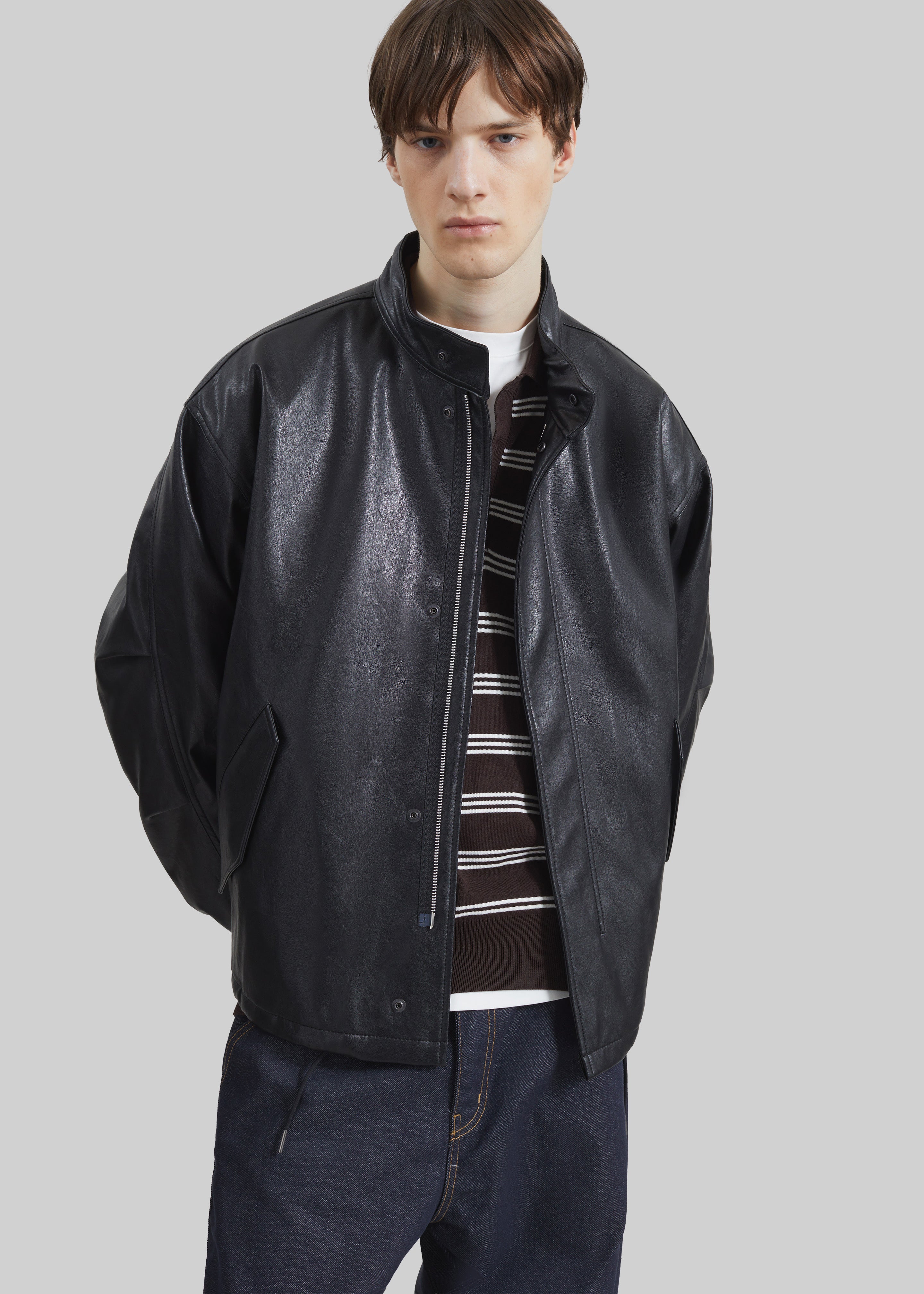 Viborg Faux Leather Jacket - Black - 4