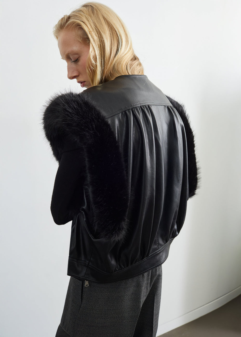 Vieste Faux Fur Trim Vest - Black - 1