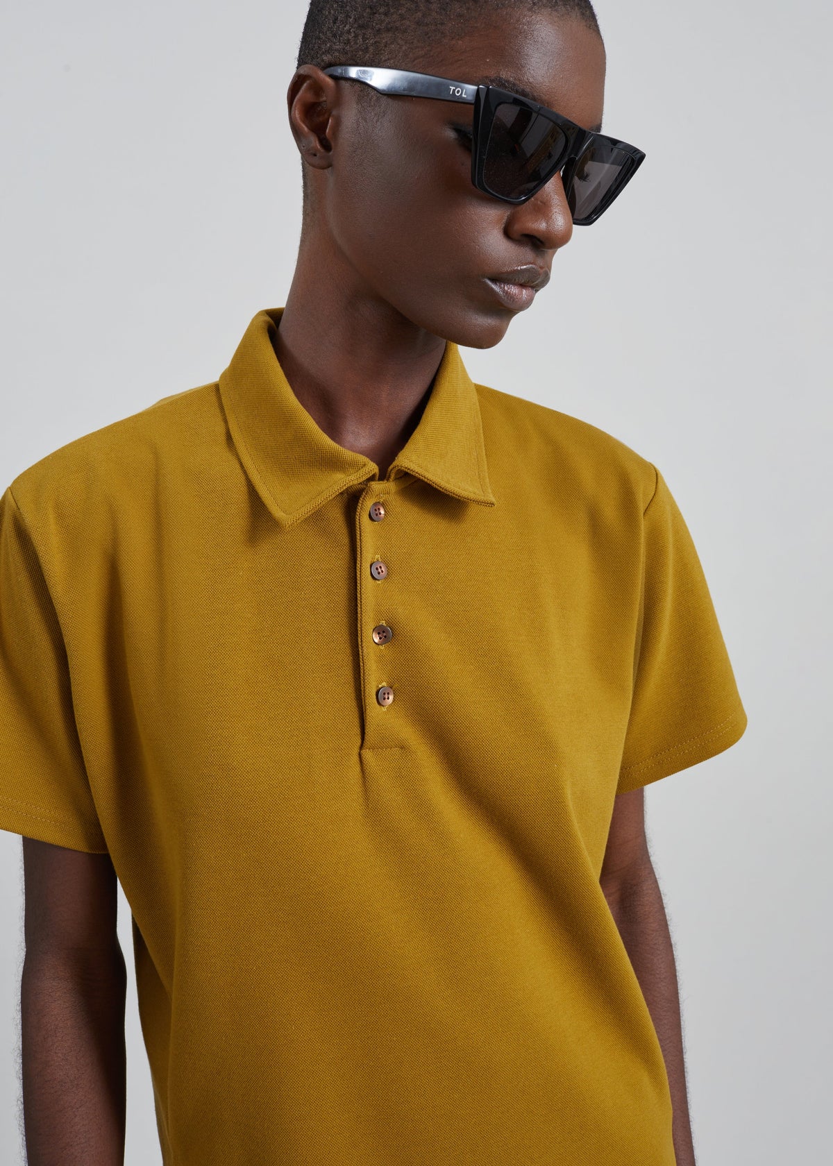 Vila Asymmetric Polo Shirt - Mustard
