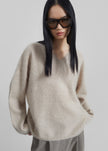 Vilhena Wool Fuzzy V-Neck Sweater - Beige
