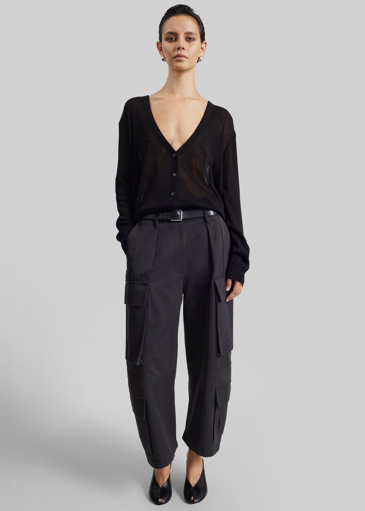 Villeron Cropped Cargo Pants - Dark Grey - 6