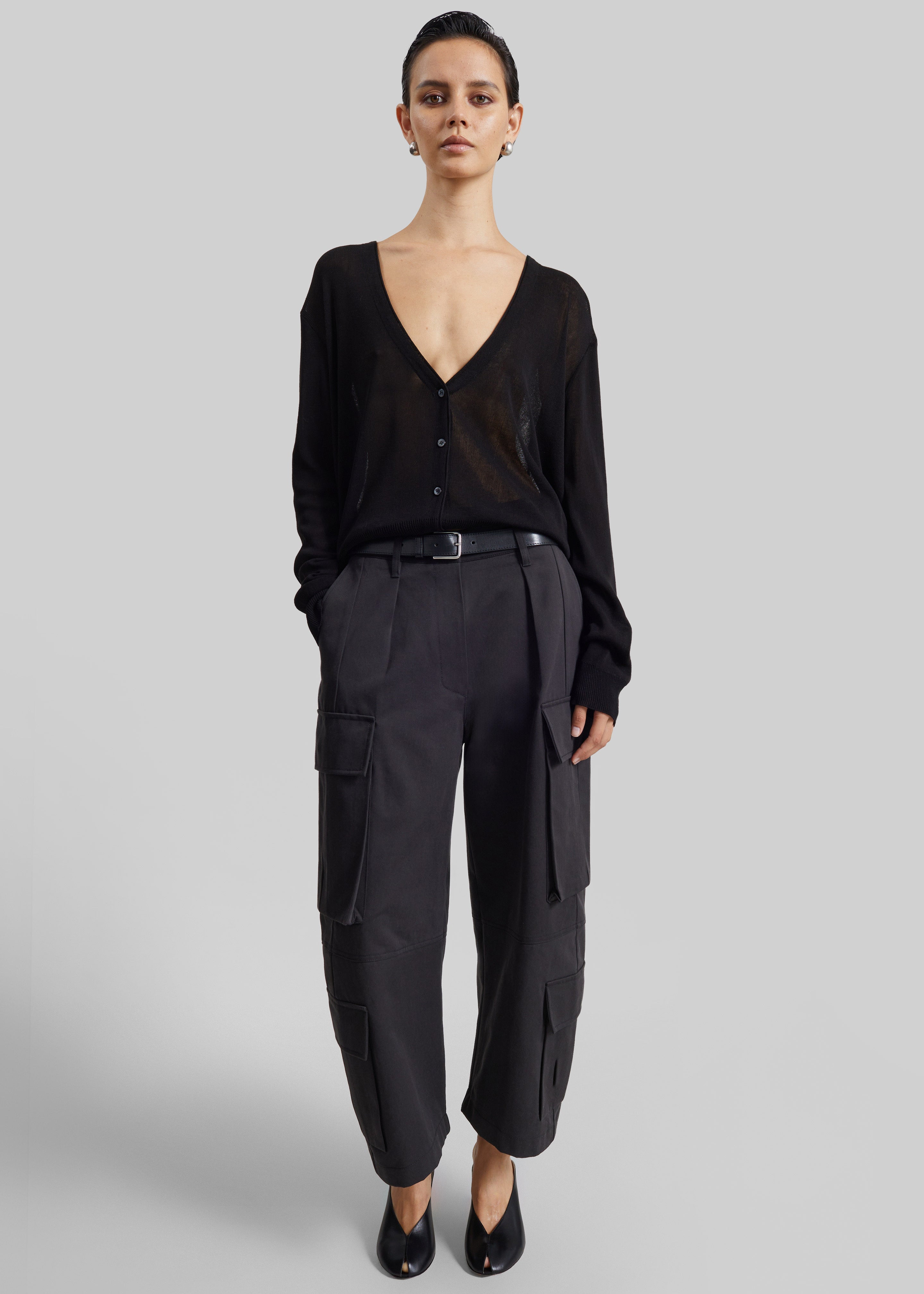 Villeron Cropped Cargo Pants - Dark Grey - 6
