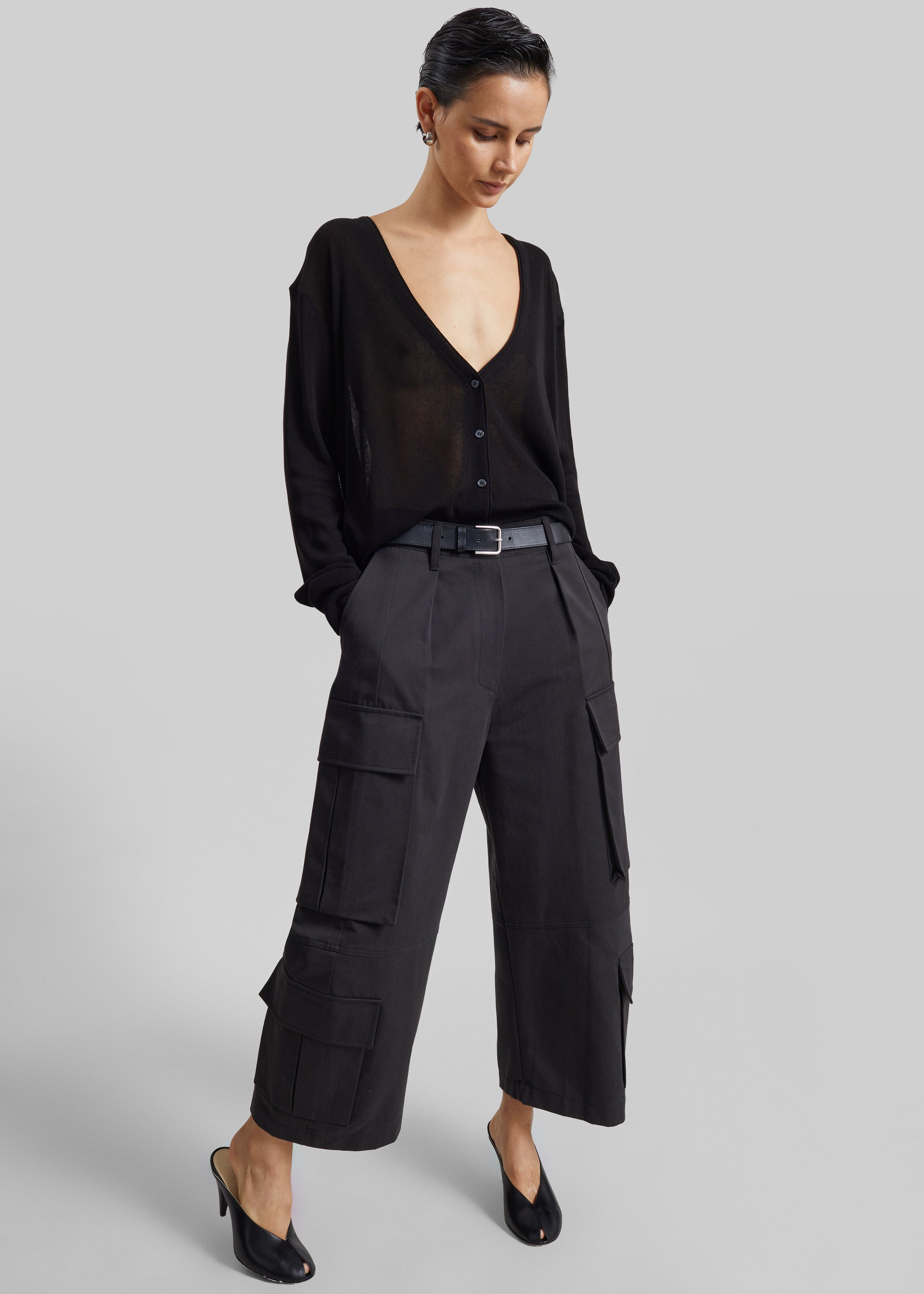 Villeron Cropped Cargo Pants - Dark Grey - 1