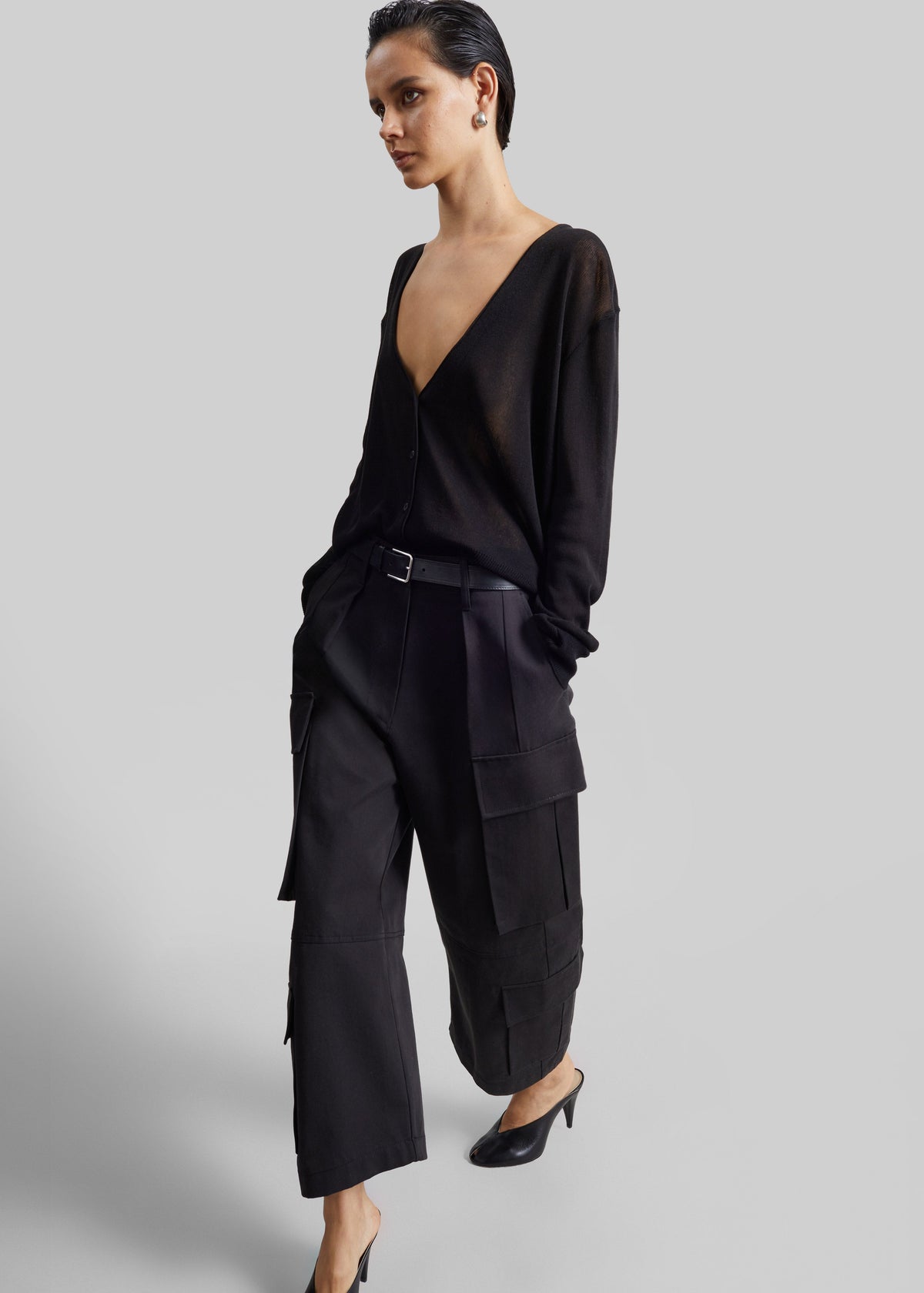 Villeron Cropped Cargo Pants - Dark Grey - 4