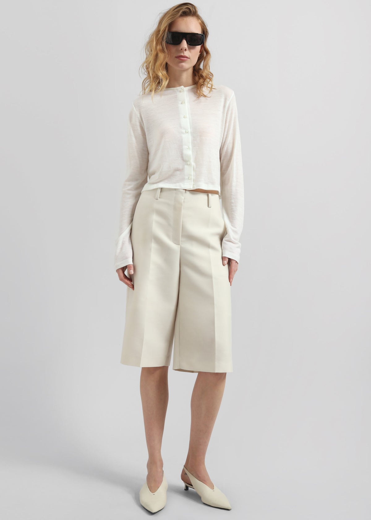 Vinni Thin Wool Cardigan - White - 4