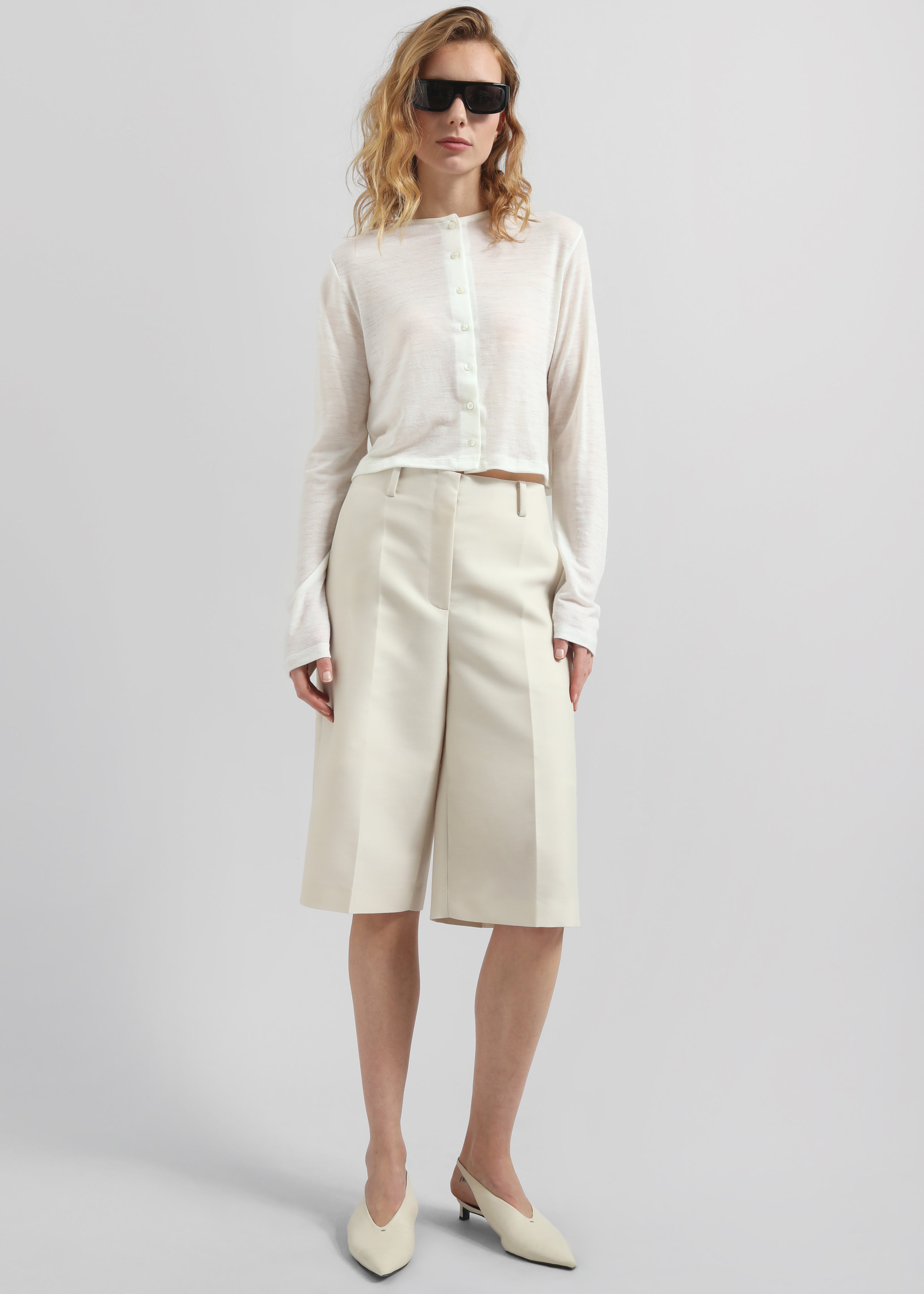 Vinni Thin Wool Cardigan - White - 4