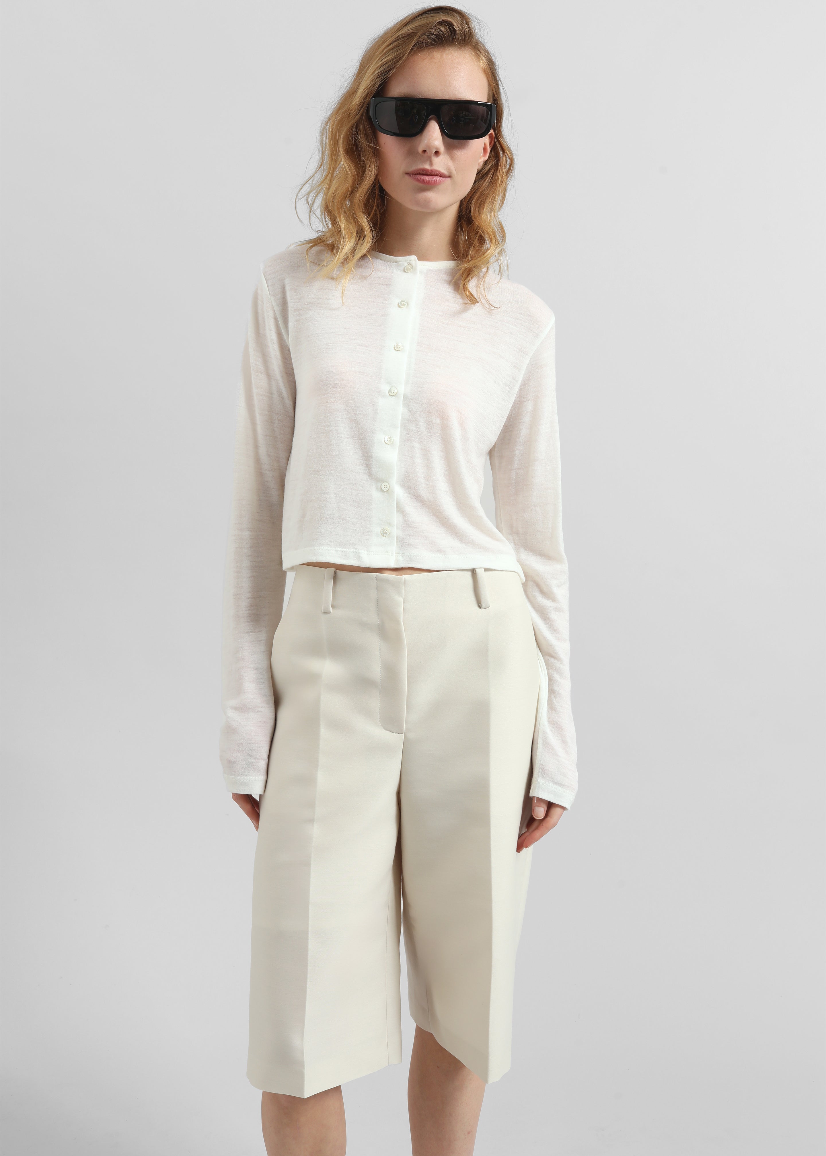 Vinni Thin Wool Cardigan - White - 5