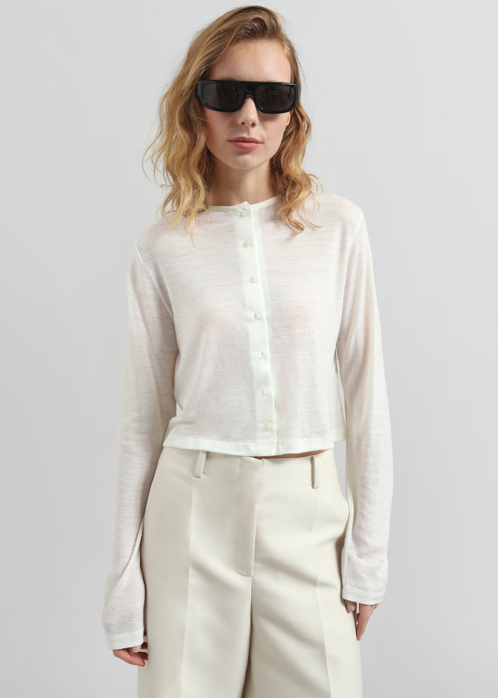 Vinni Thin Wool Cardigan - White