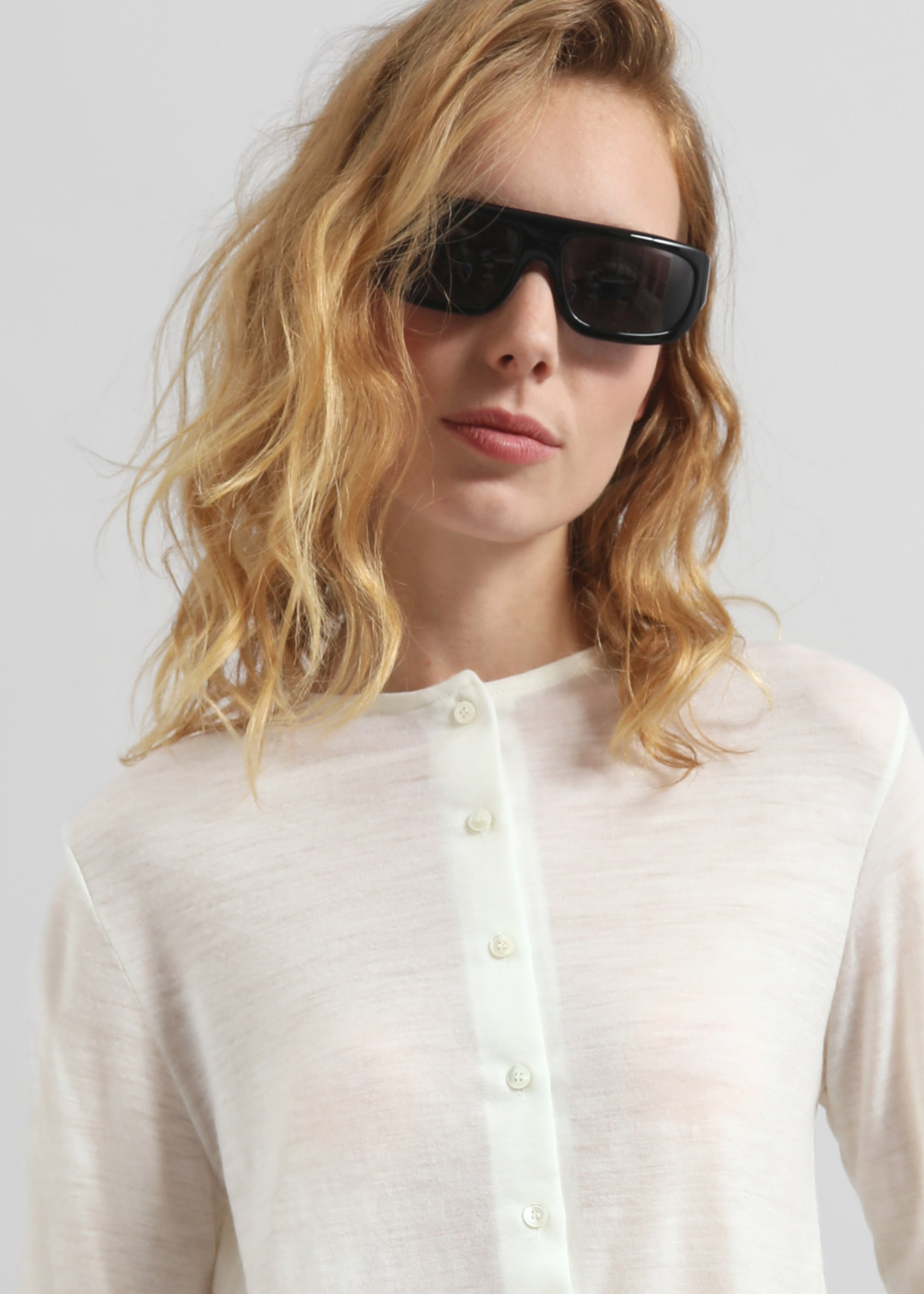 Vinni Thin Wool Cardigan - White - 2