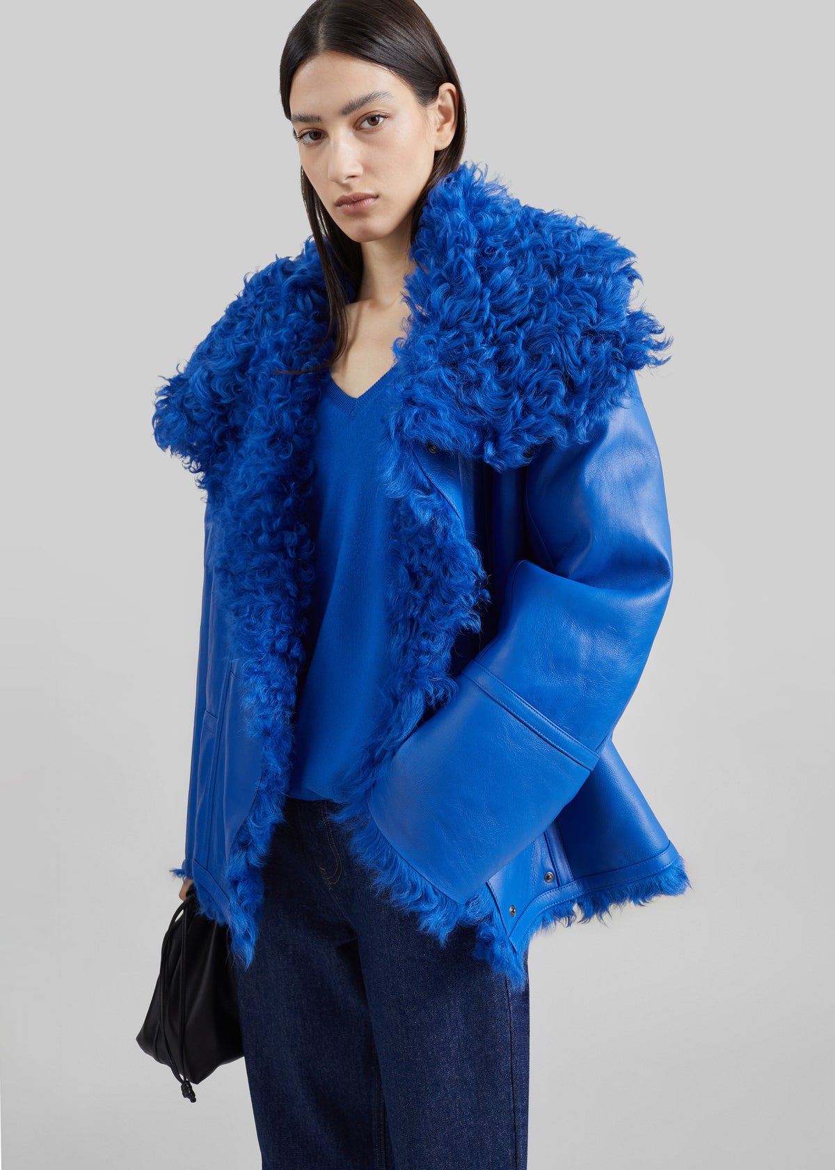 Giacca Viola con collo a imbuto - Blu cobalto