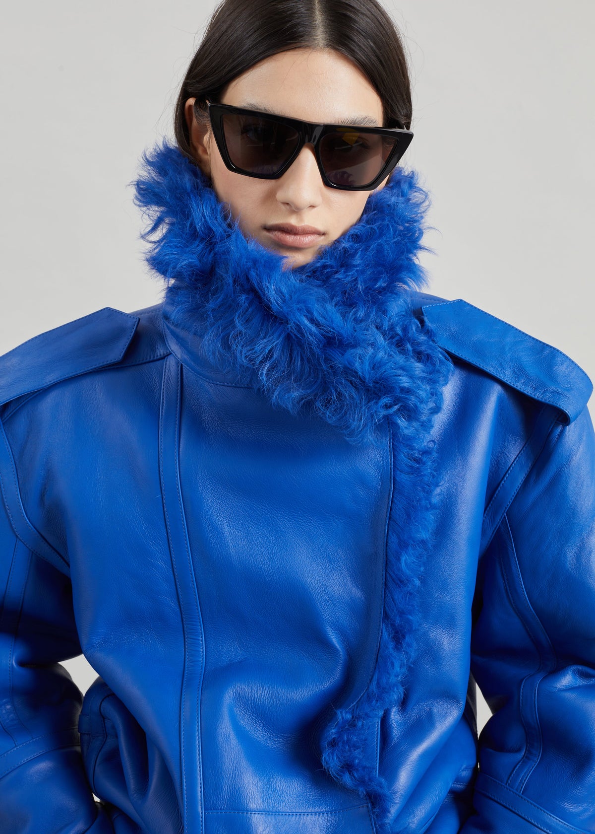Giacca Viola con collo a imbuto - Blu cobalto