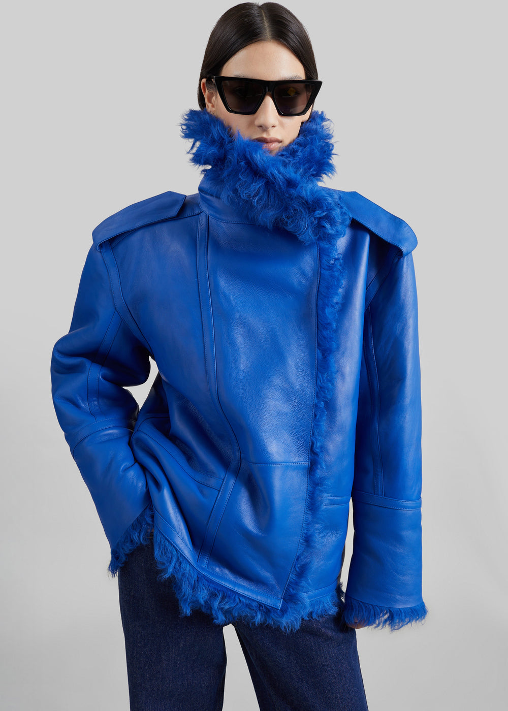 Viola Funnel Neck Jacket - Cobalt - 1