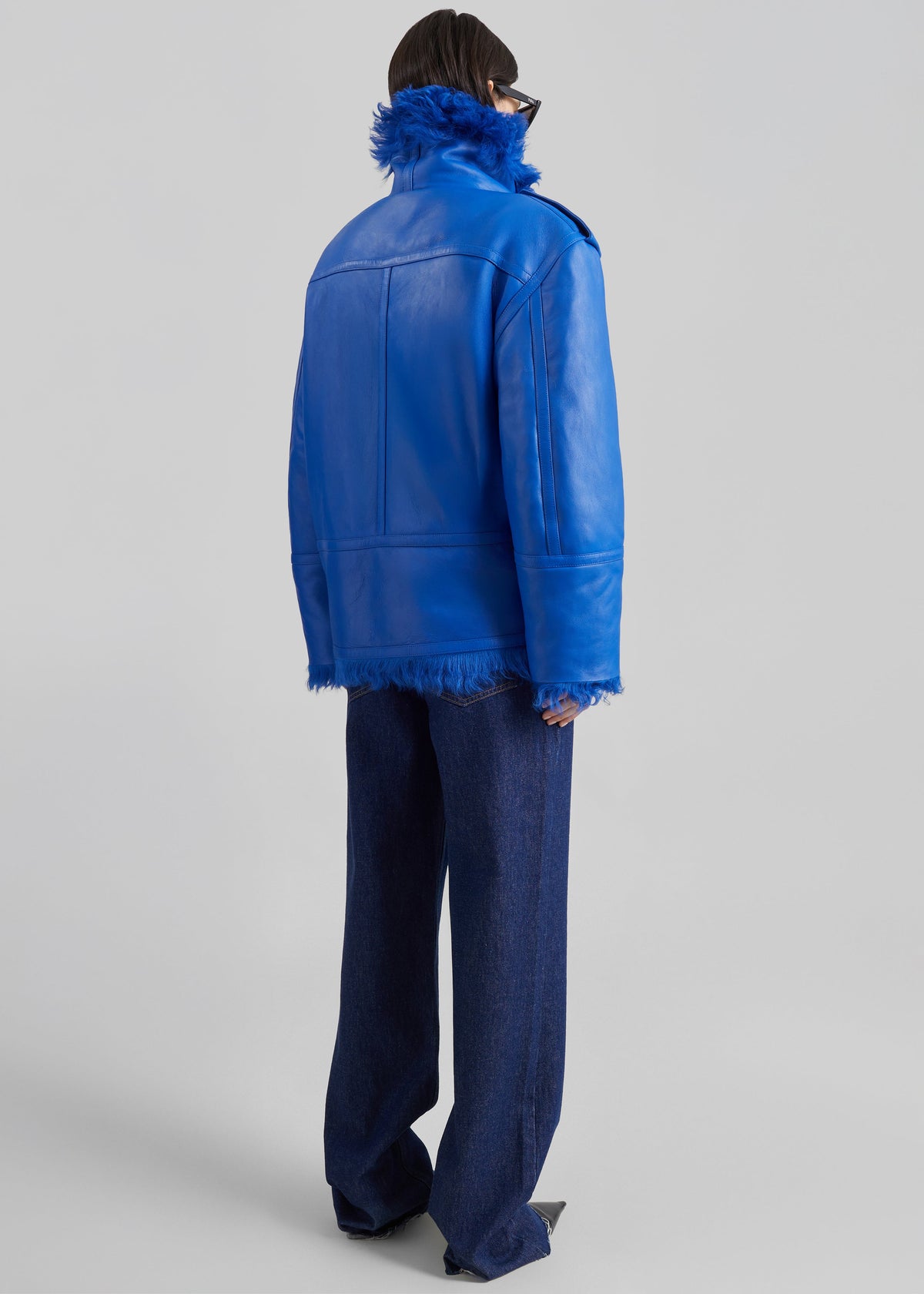 Giacca Viola con collo a imbuto - Blu cobalto