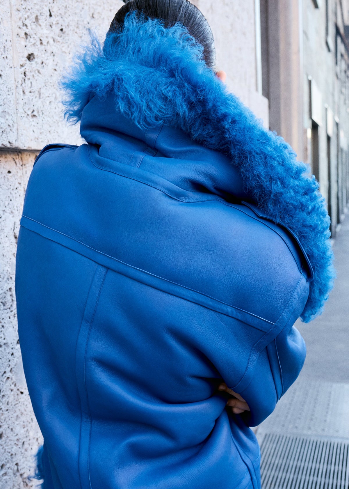 Giacca Viola con collo a imbuto - Blu cobalto