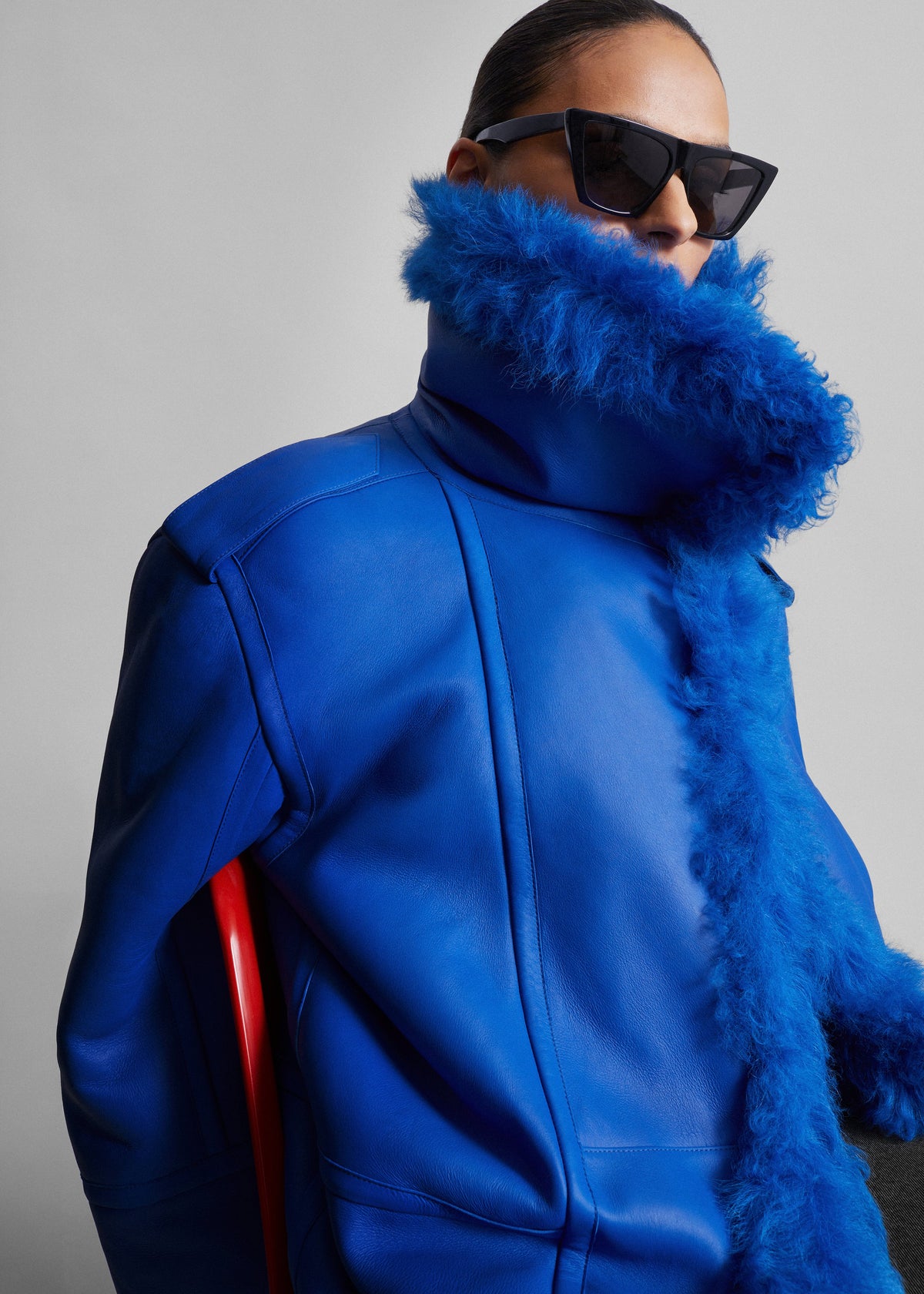 Giacca Viola con collo a imbuto - Blu cobalto