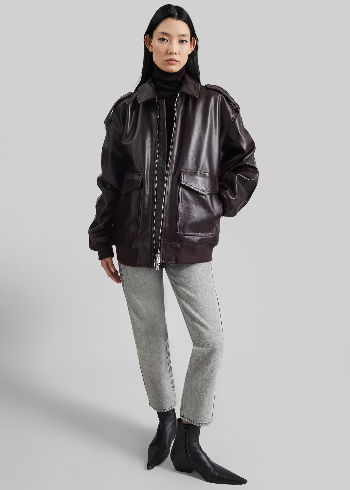 Viper Leather Jacket - Dark Plum - 2