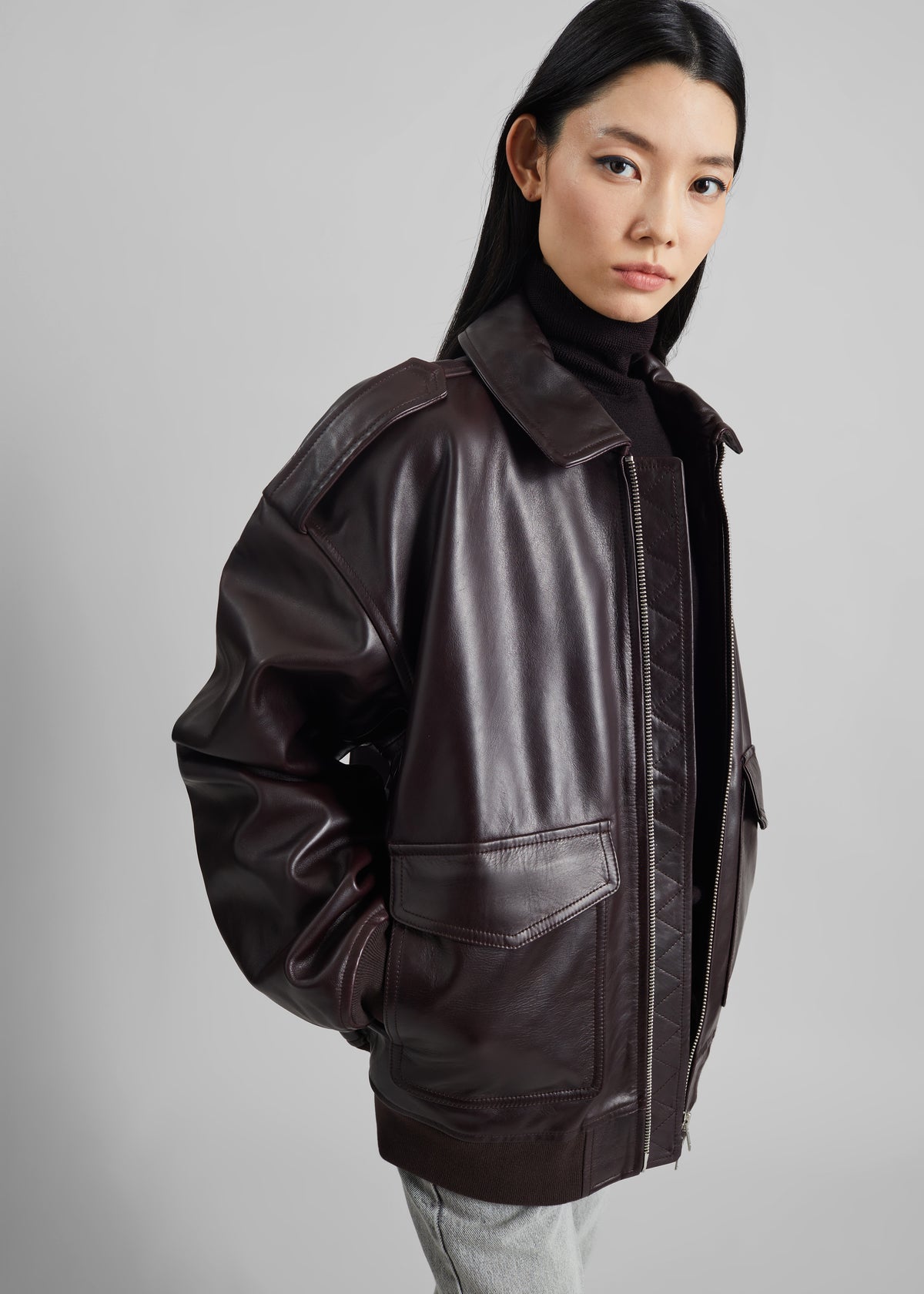 Viper Leather Jacket - Dark Plum - 1