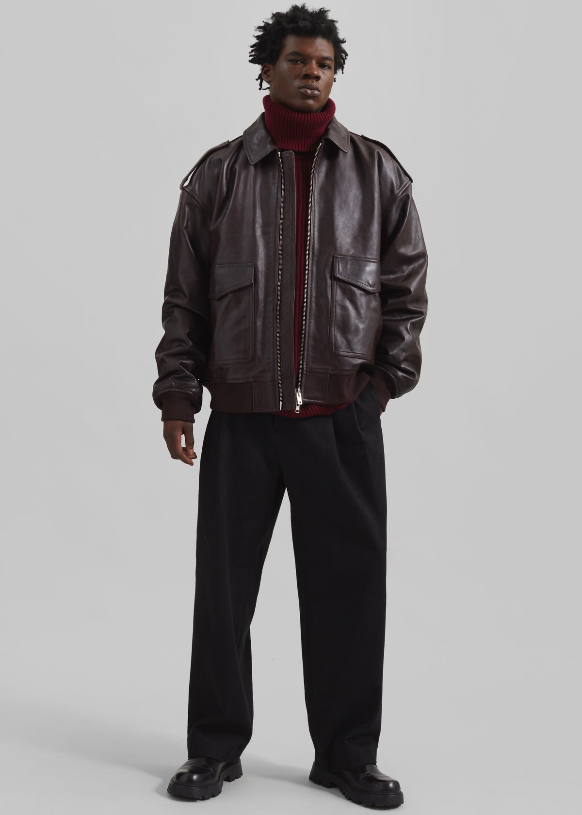 Viper Leather Jacket - Dark Plum - 11