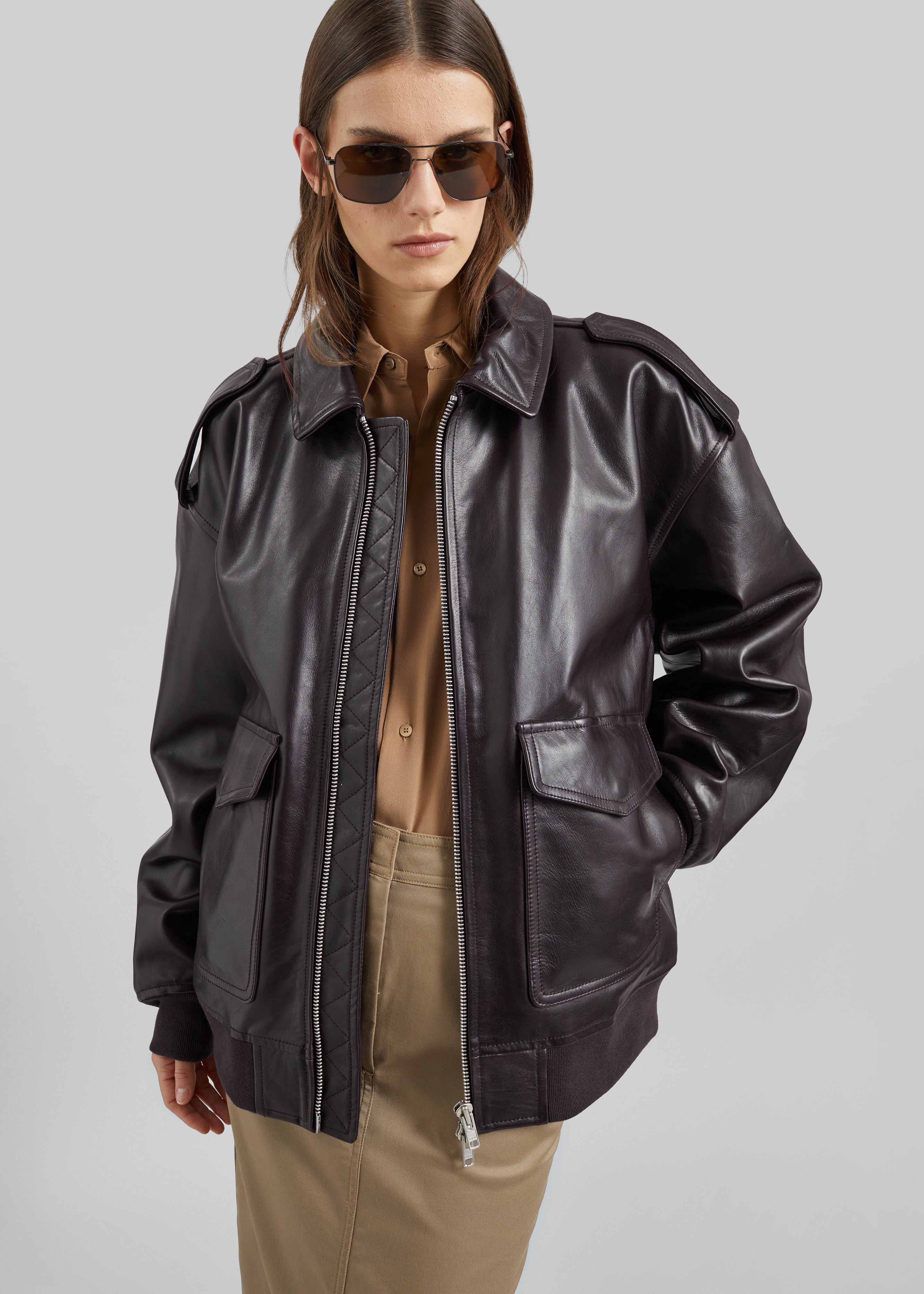 Viper Leather Jacket - Dark Plum - 1