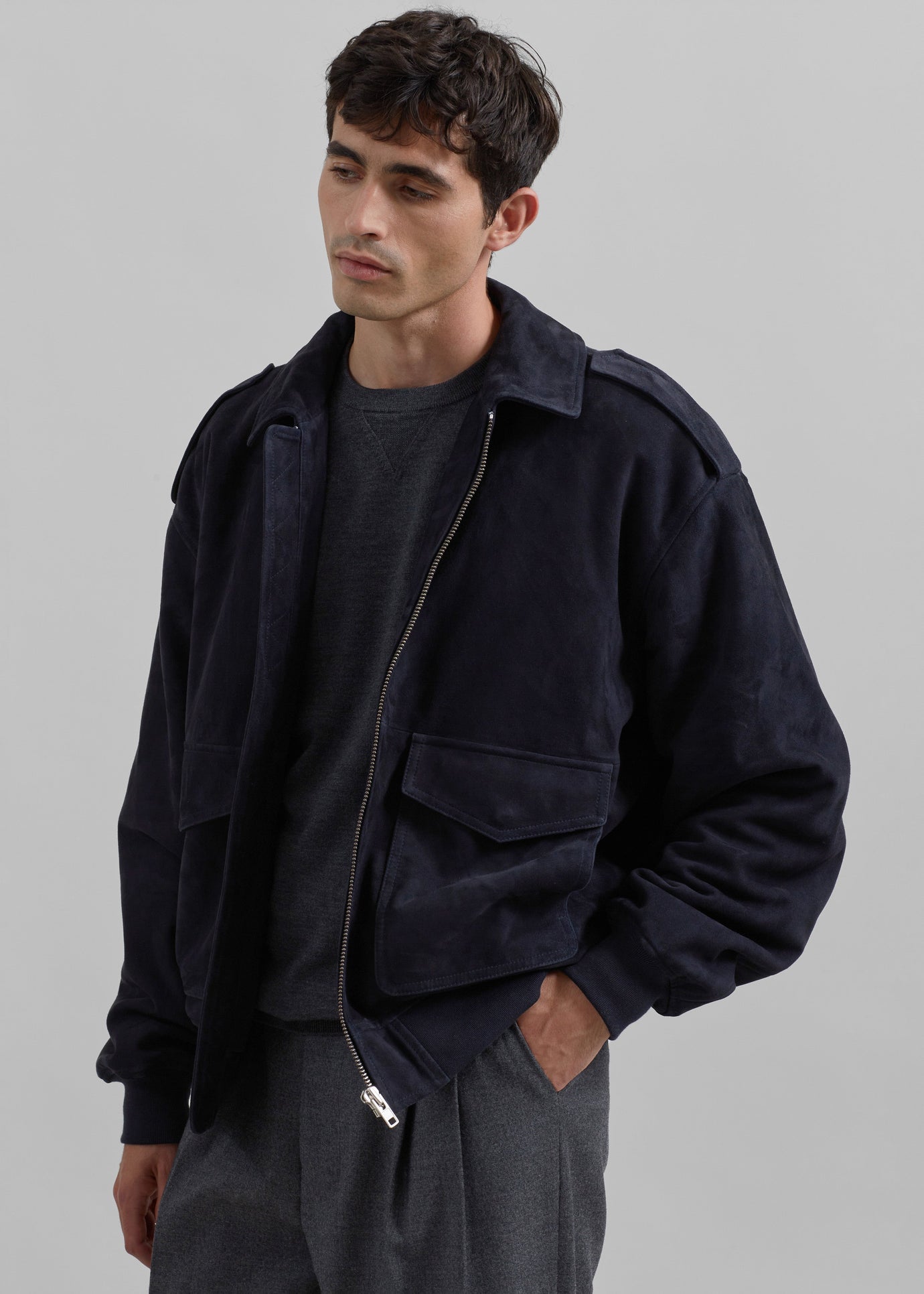 Viper Suede Jacket - Navy