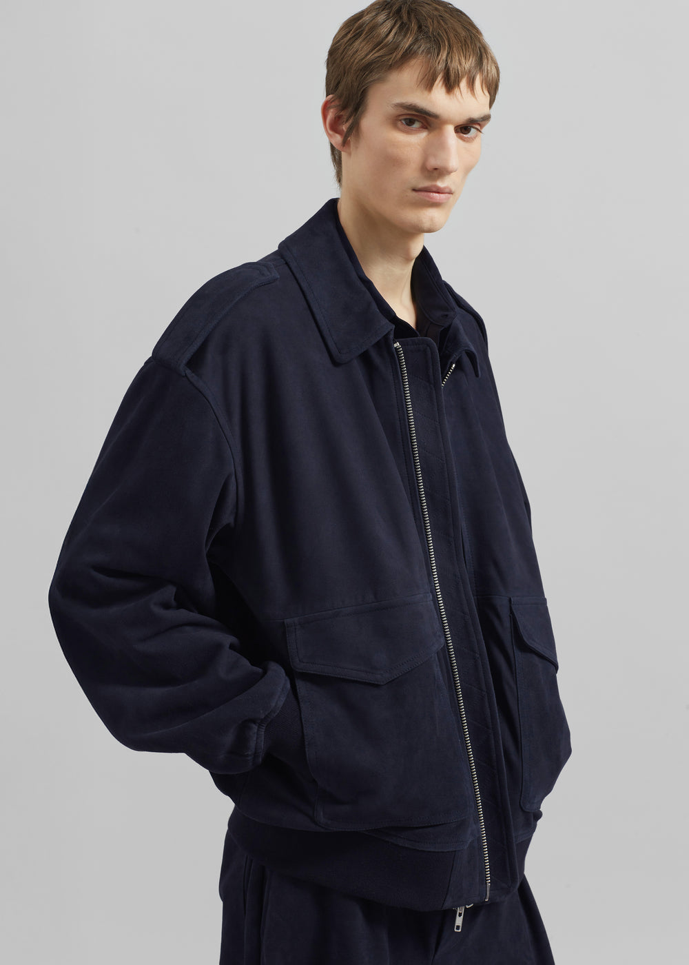 Viper Suede Jacket - Navy - 1