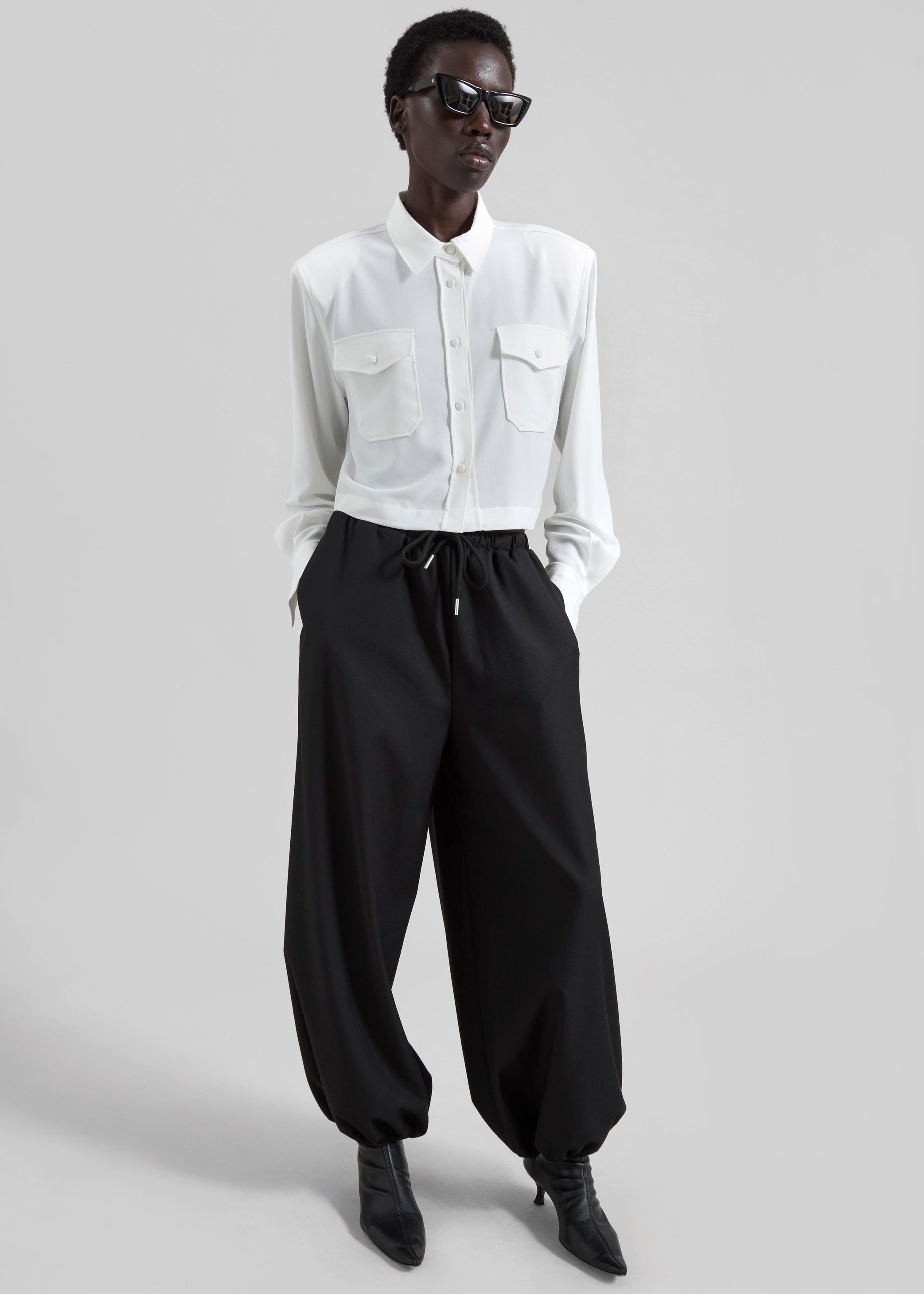 Shop the look image for Visen Padded Boxy Shirt - White