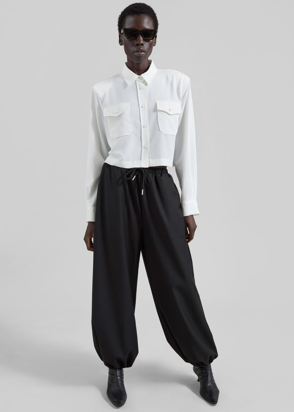 Visen Padded Boxy Shirt - White - 1