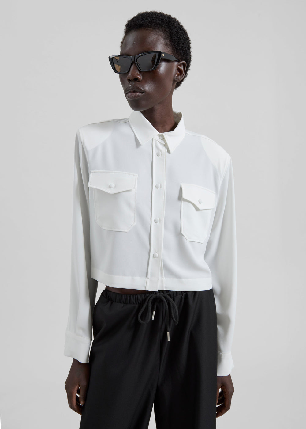 Visen Padded Boxy Shirt - White