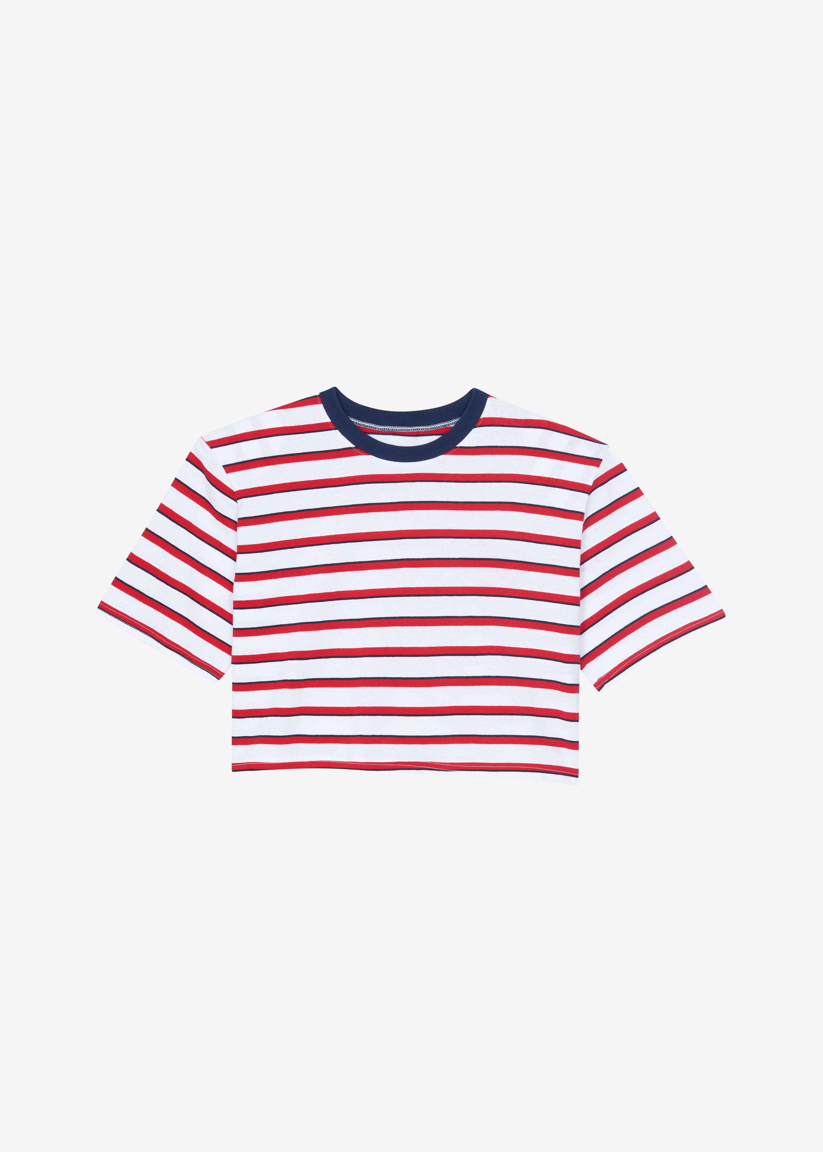 Viseu Cropped Tee - White/Red Stripe - 5