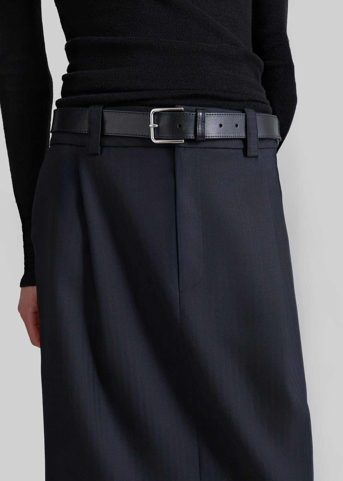 Gonna midi sartoriale Viviana con motivo chevron - Nero