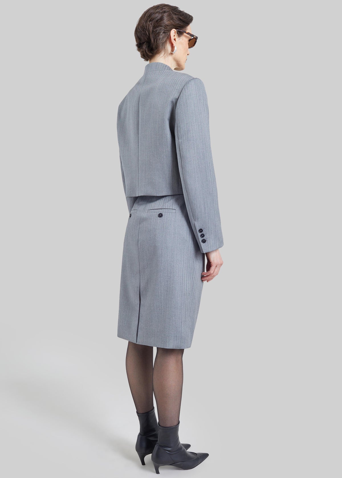Gonna midi sartoriale Viviana con motivo chevron - Grigio