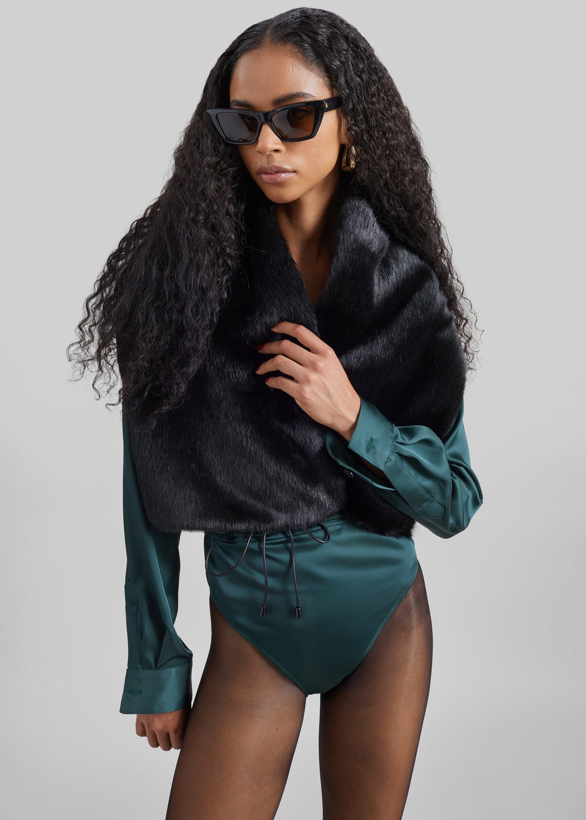 Vivien Faux Fur Scarf - Black