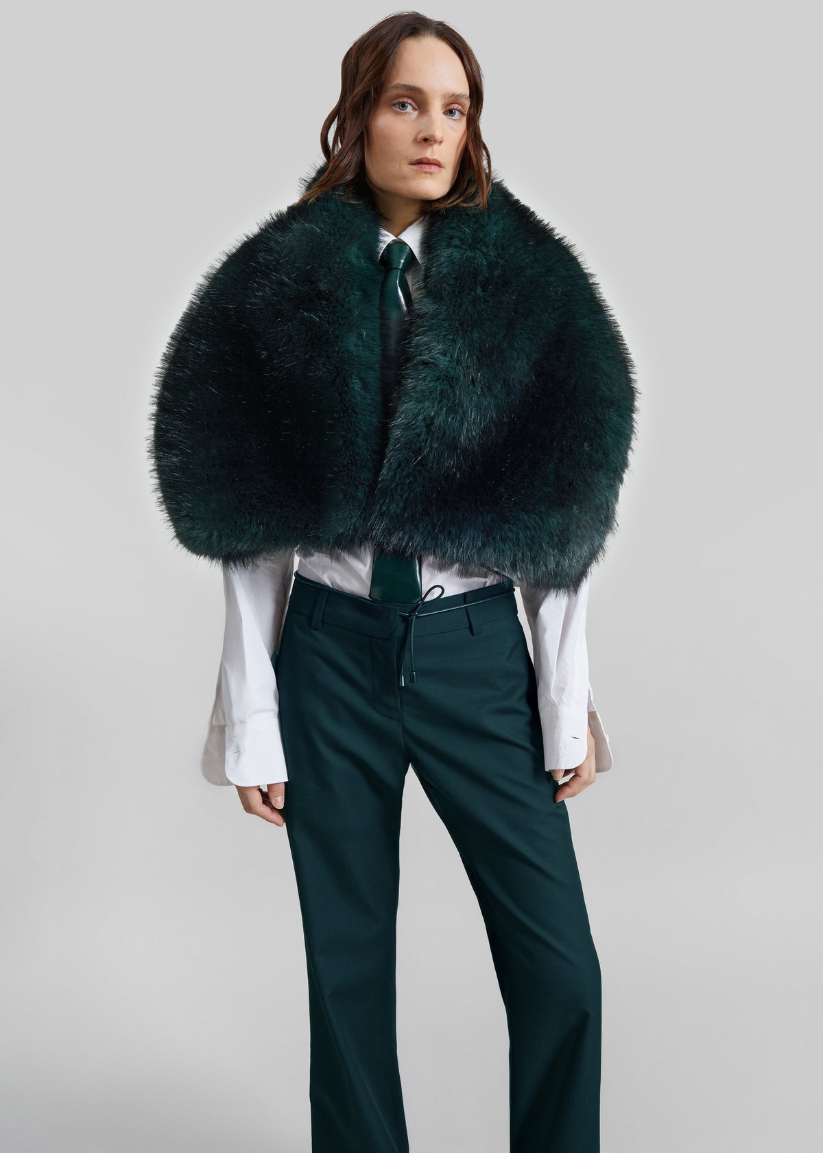Vivien Faux Fur Scarf - Forest Green