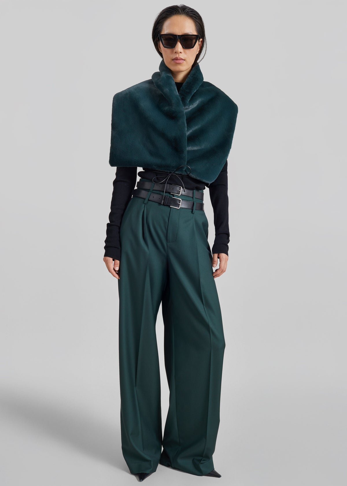 Shop the look image for Vivien Faux Fur Scarf - Forest Green
