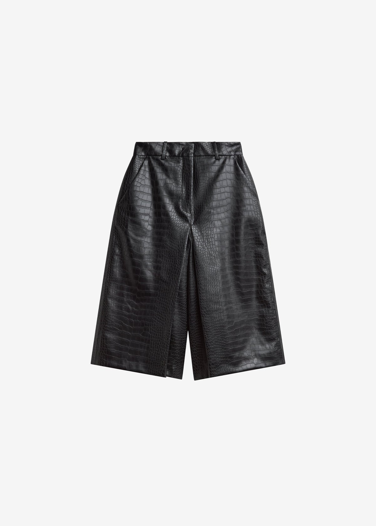 Vivonne Croc Faux Leather Culottes - Black - 11