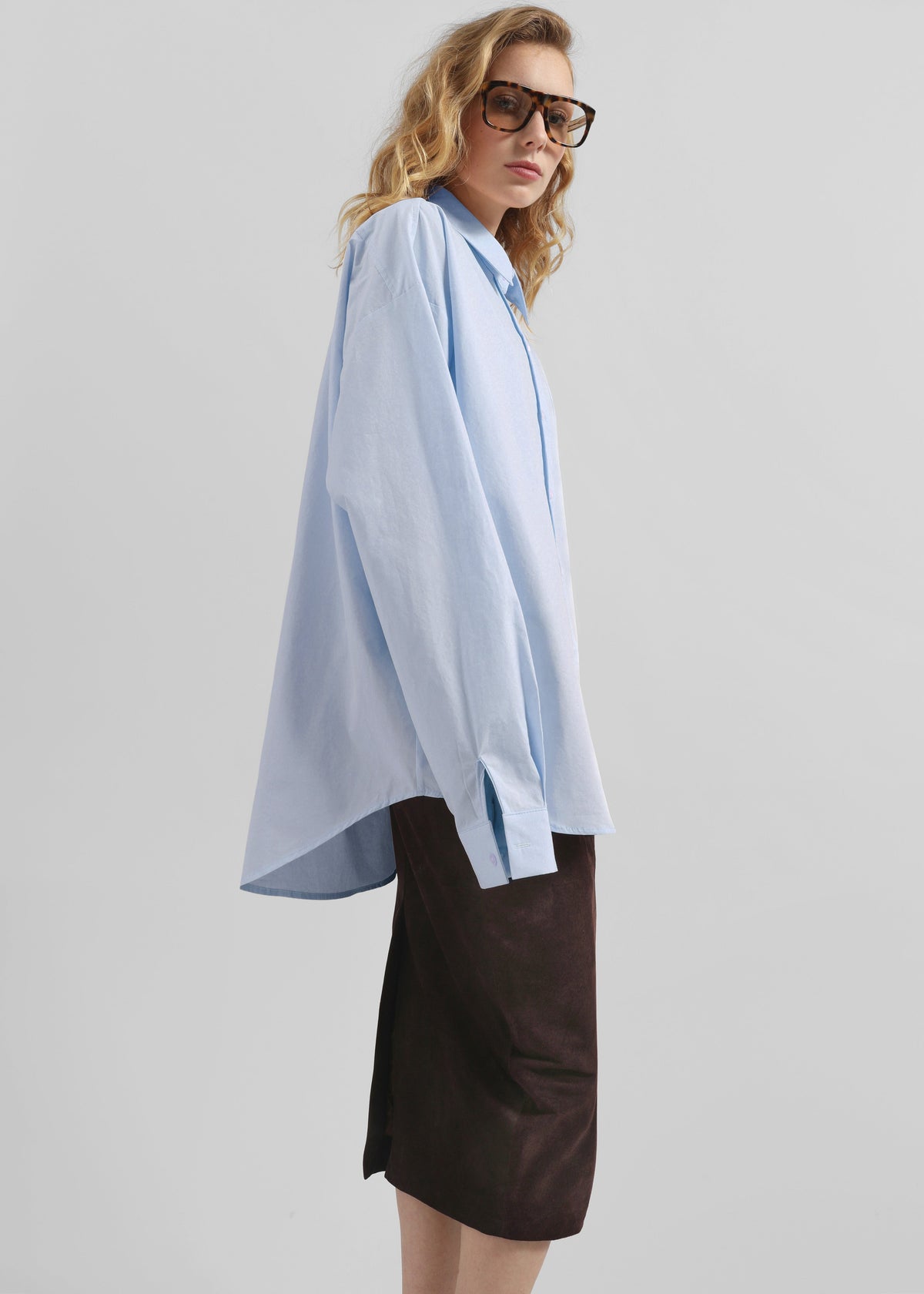 Volda Aysmmetric Button-Up Shirt - Sky Blue - 6