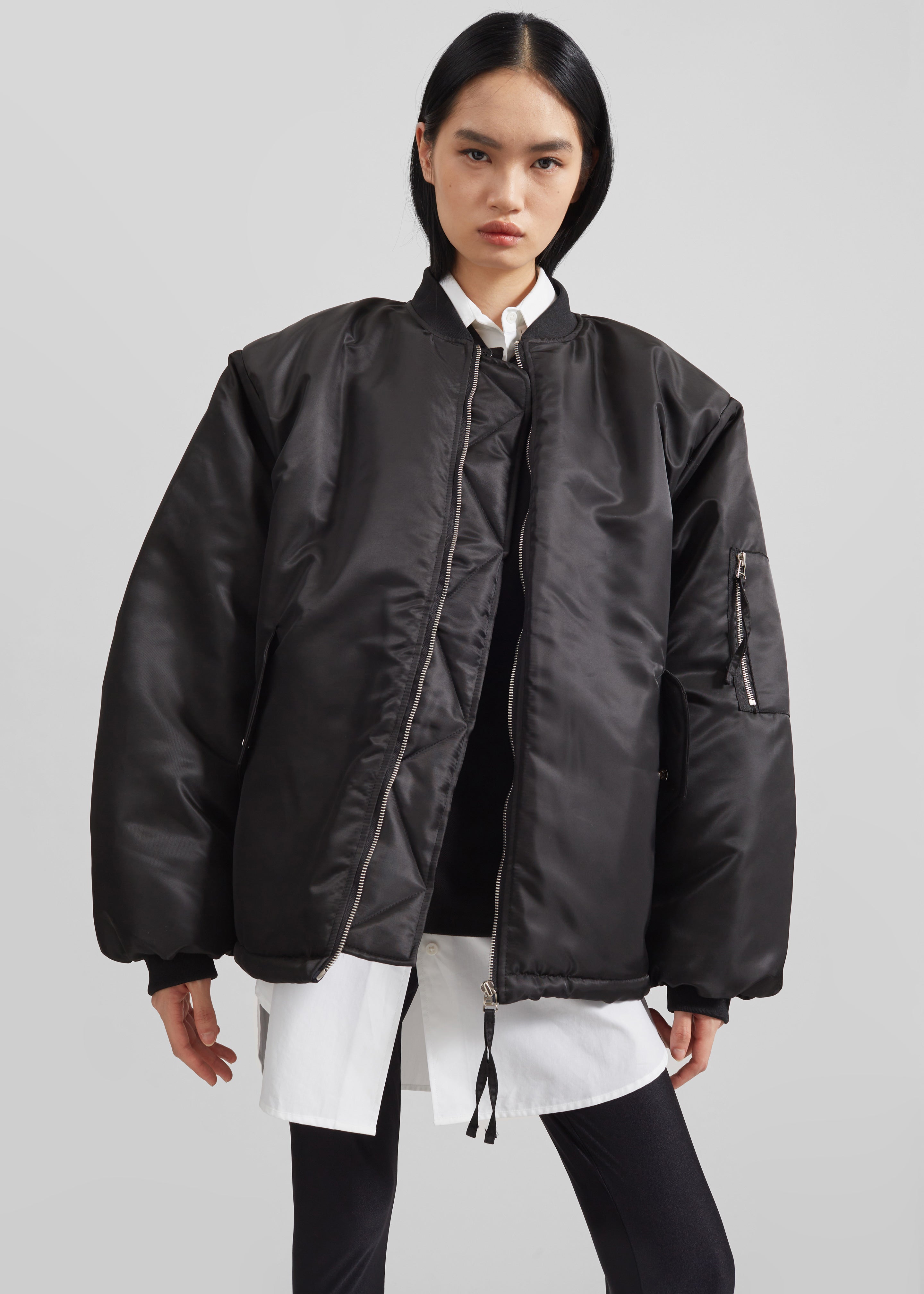 Volme Padded Bomber Jacket - Black - 4