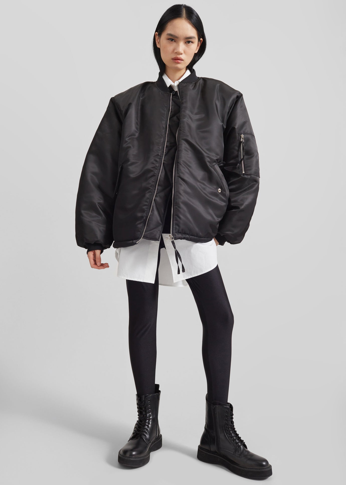 Volme Padded Bomber Jacket - Black