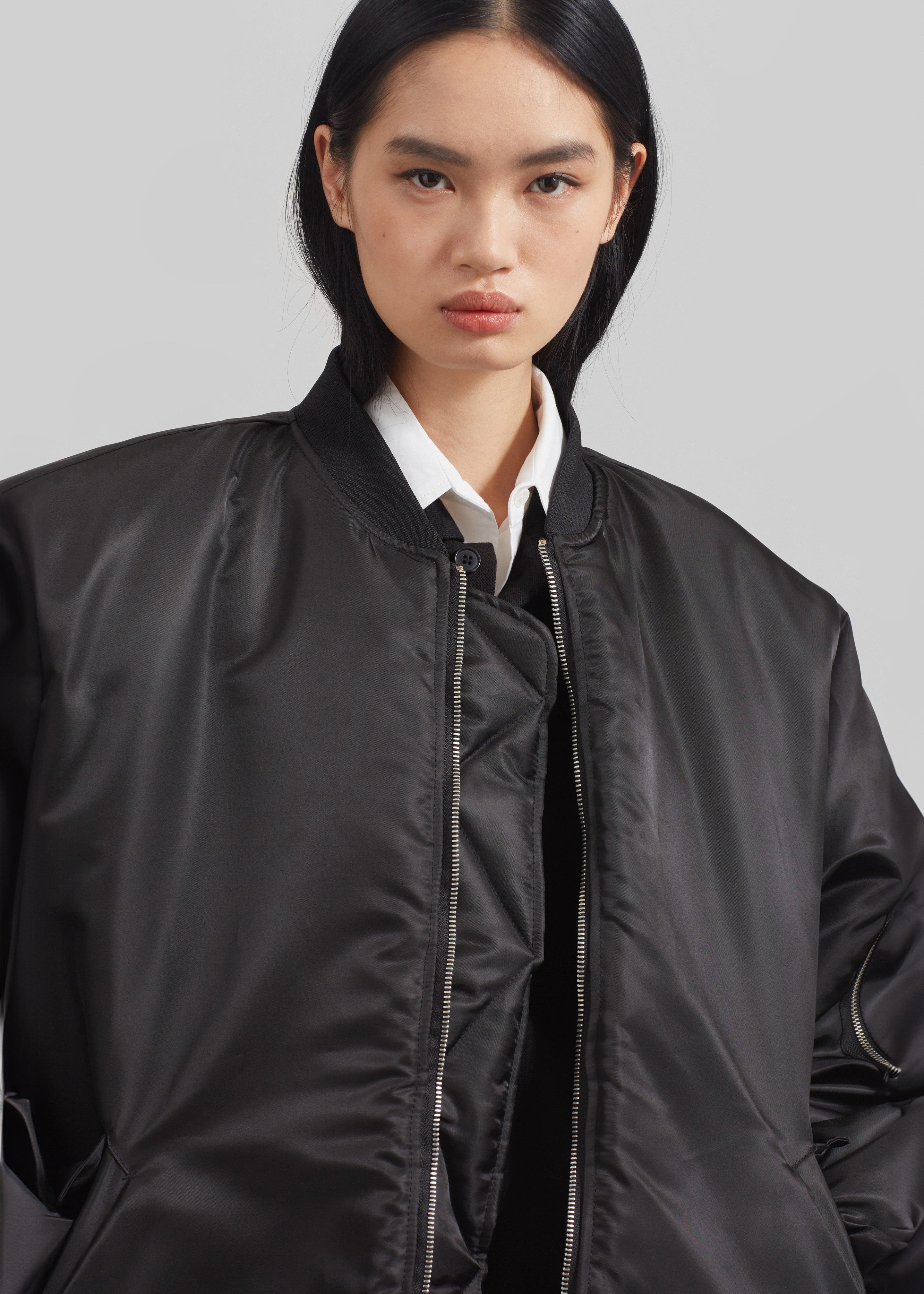 Volme Padded Bomber Jacket - Black - 5