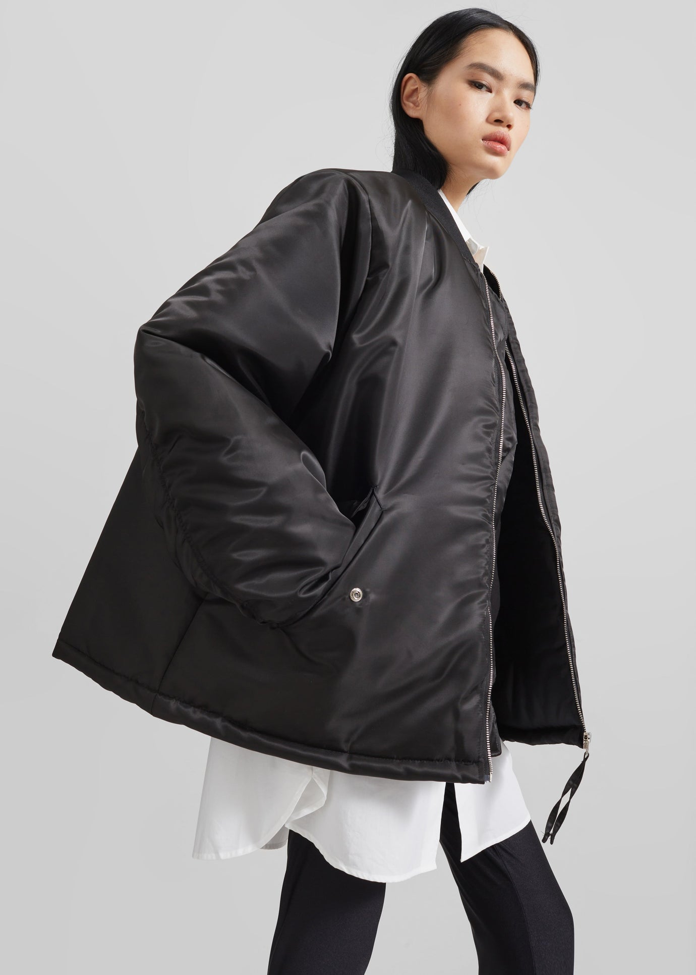 Volme Padded Bomber Jacket - Black - 1