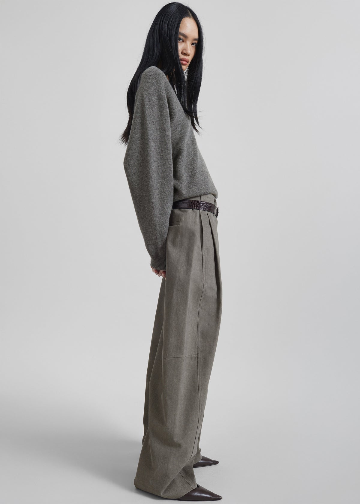 Vora Barrel-Leg Pants - Grey - 4