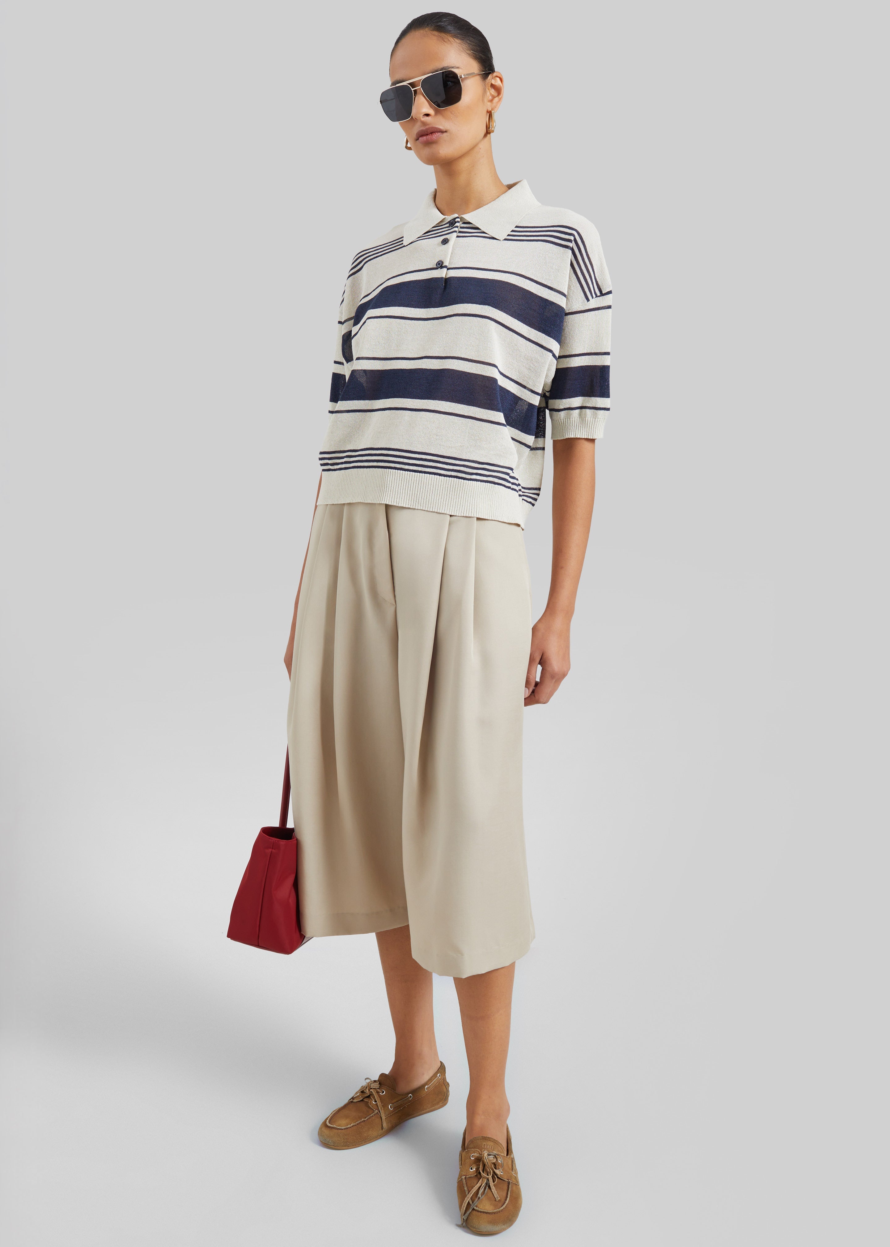 Vorey Pleated Bermuda Shorts - Beige - 5