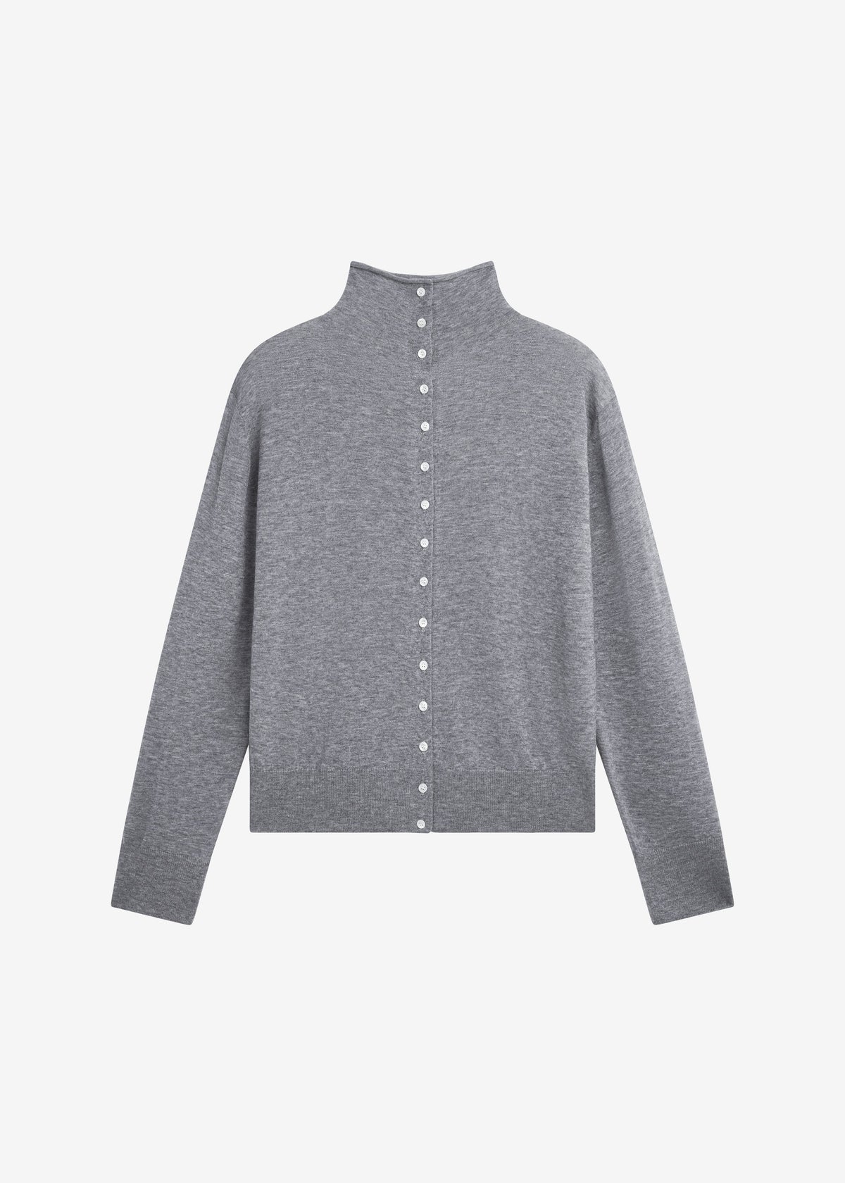 Vradal High Neck Cardigan - Grey - 8