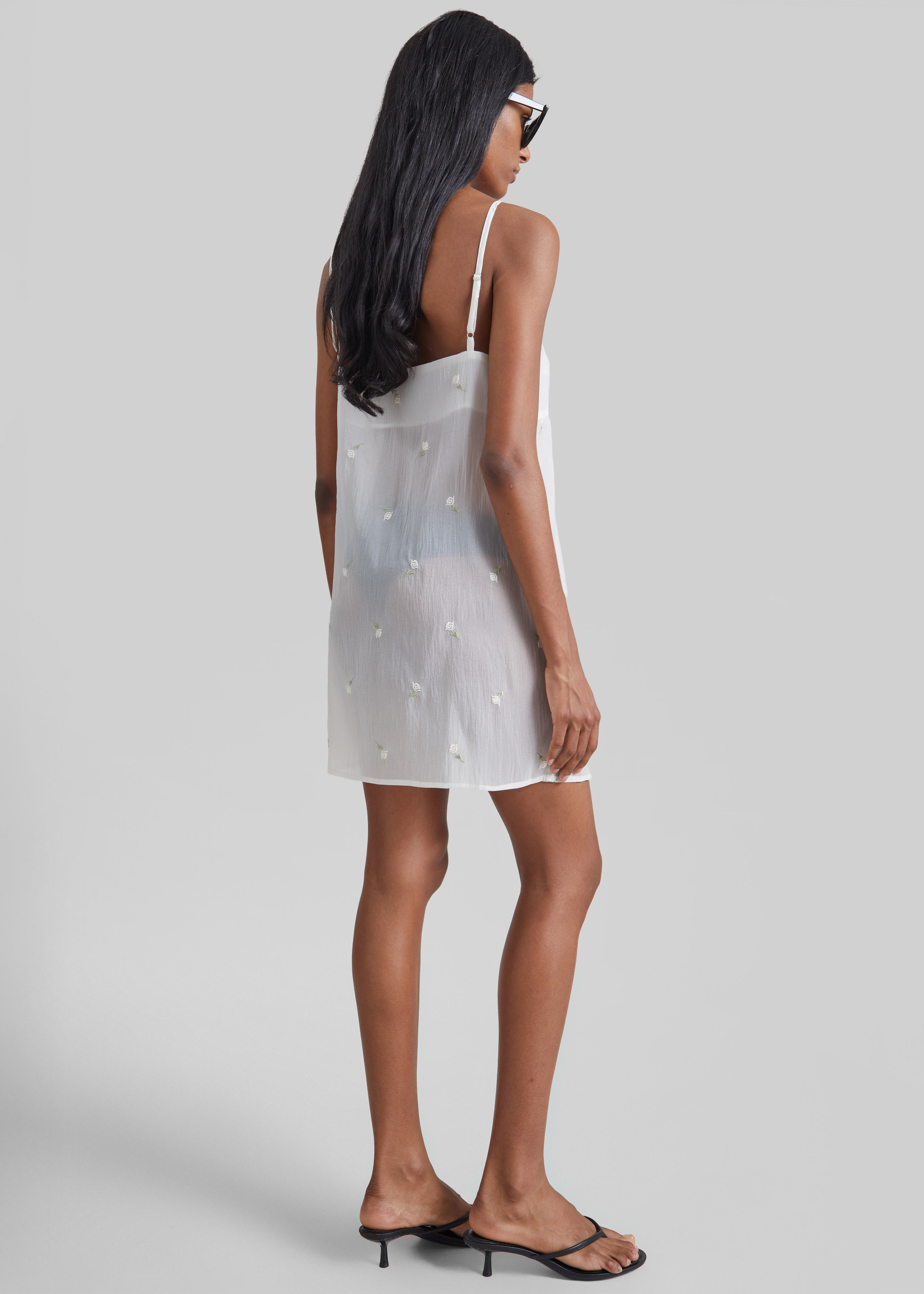 Walina Sheer Embroidered Slip Dress - Ivory - 5