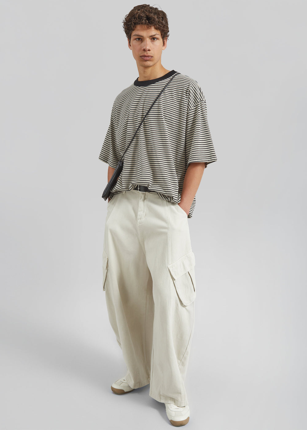 Wallace Oversized T-Shirt - Beige/Brown Stripe - 1