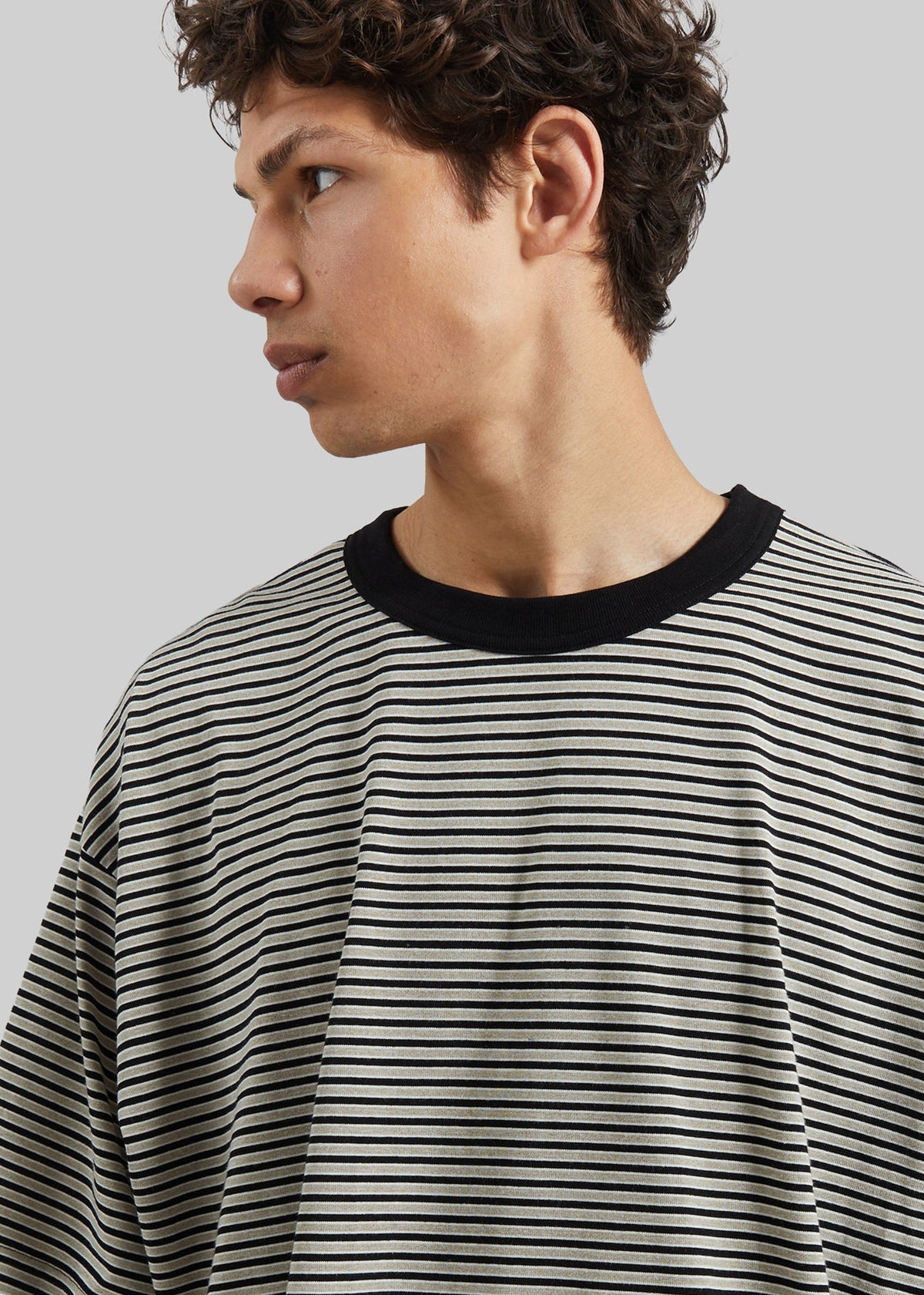 Wallace Oversized T-Shirt - Beige/Brown Stripe - 3