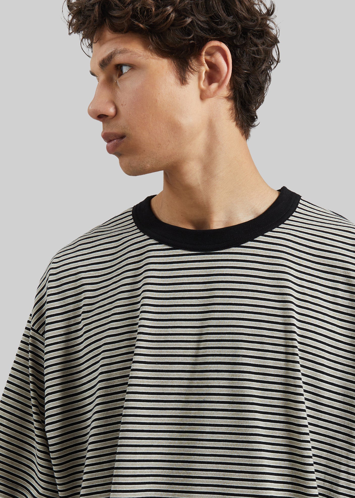 Wallace Oversized T-Shirt - Beige/Brown Stripe - 3