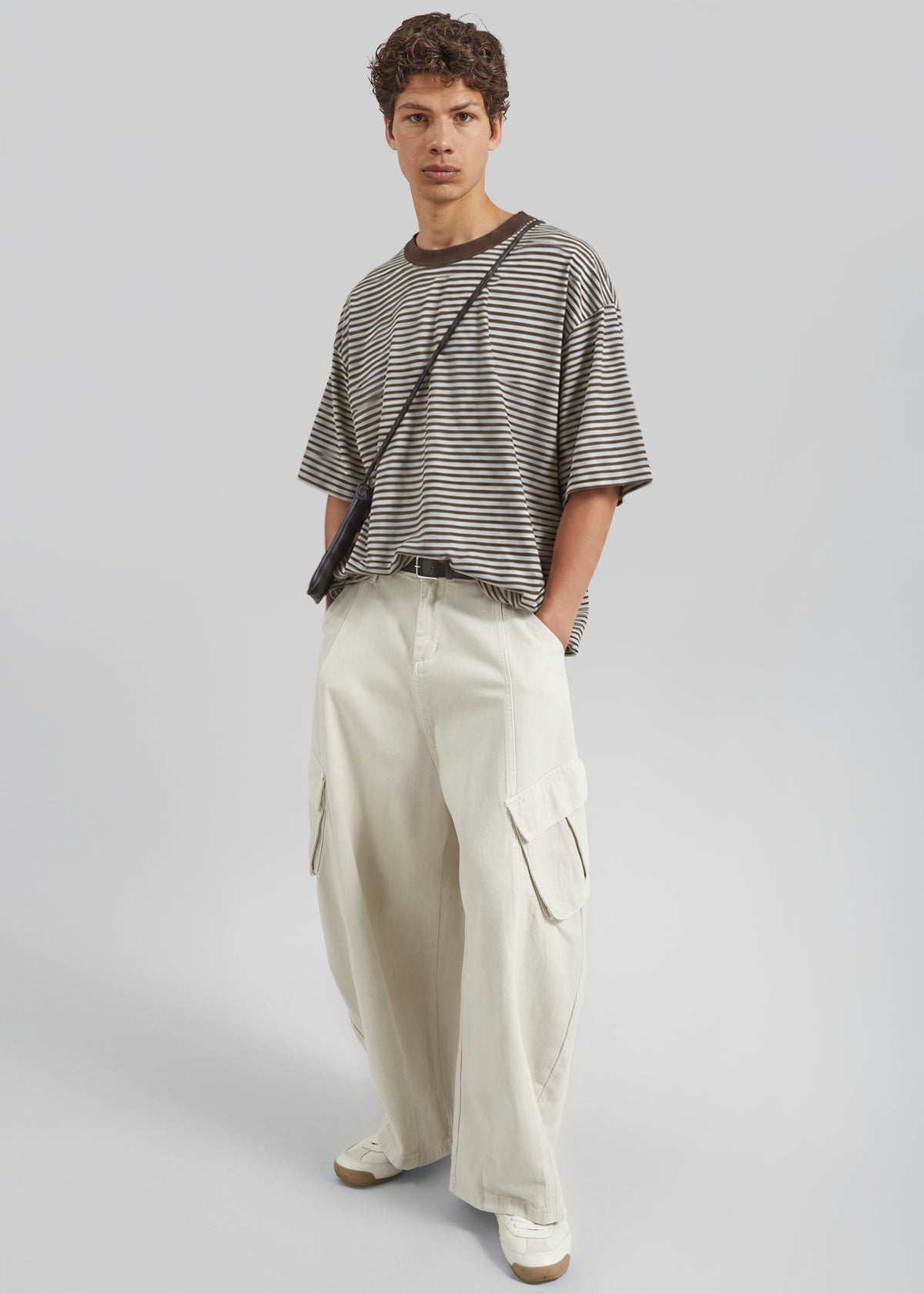 Wallace Oversized T-Shirt - Beige/Brown Stripe
