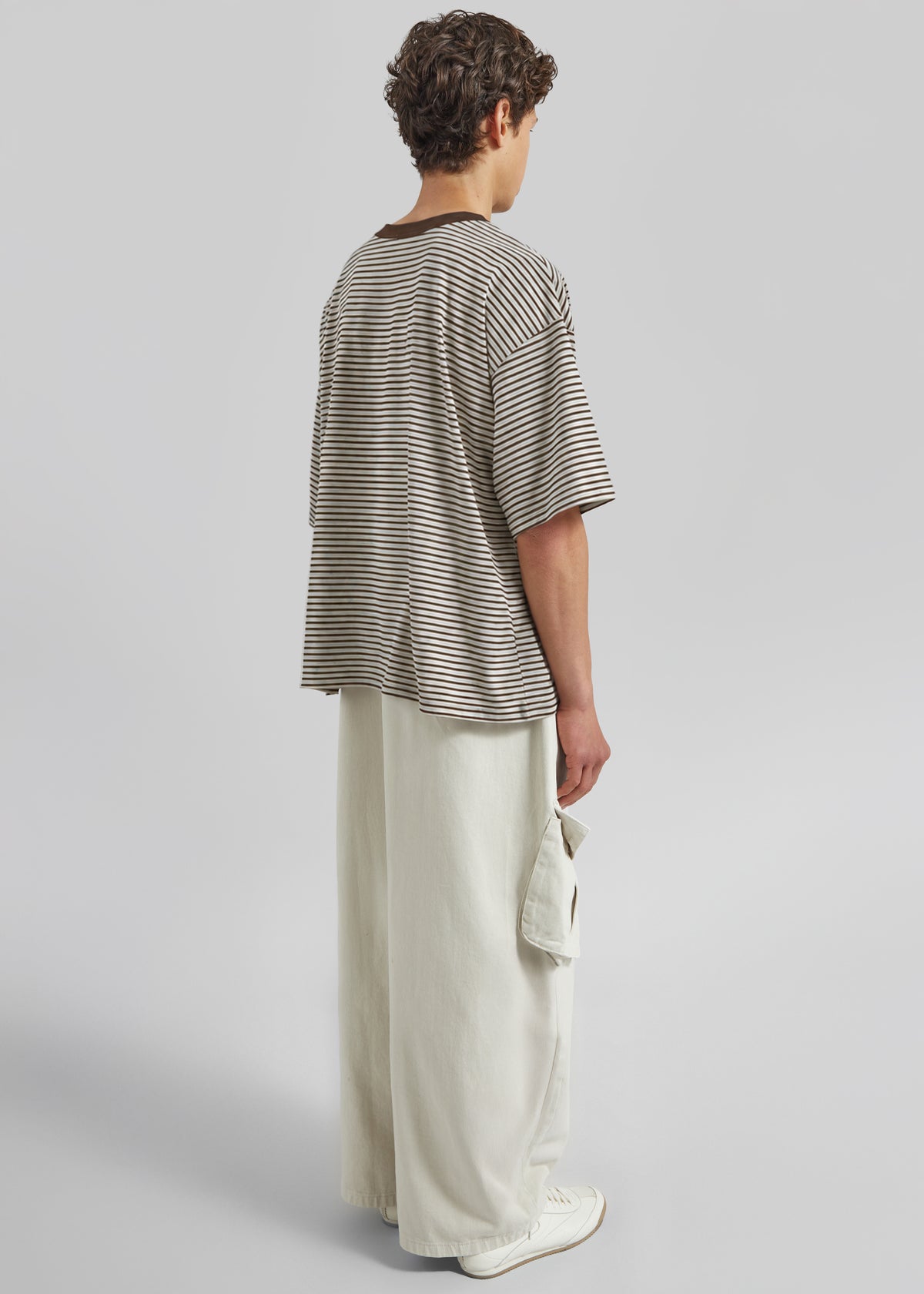 Wallace Oversized T-Shirt - Beige/Brown Stripe