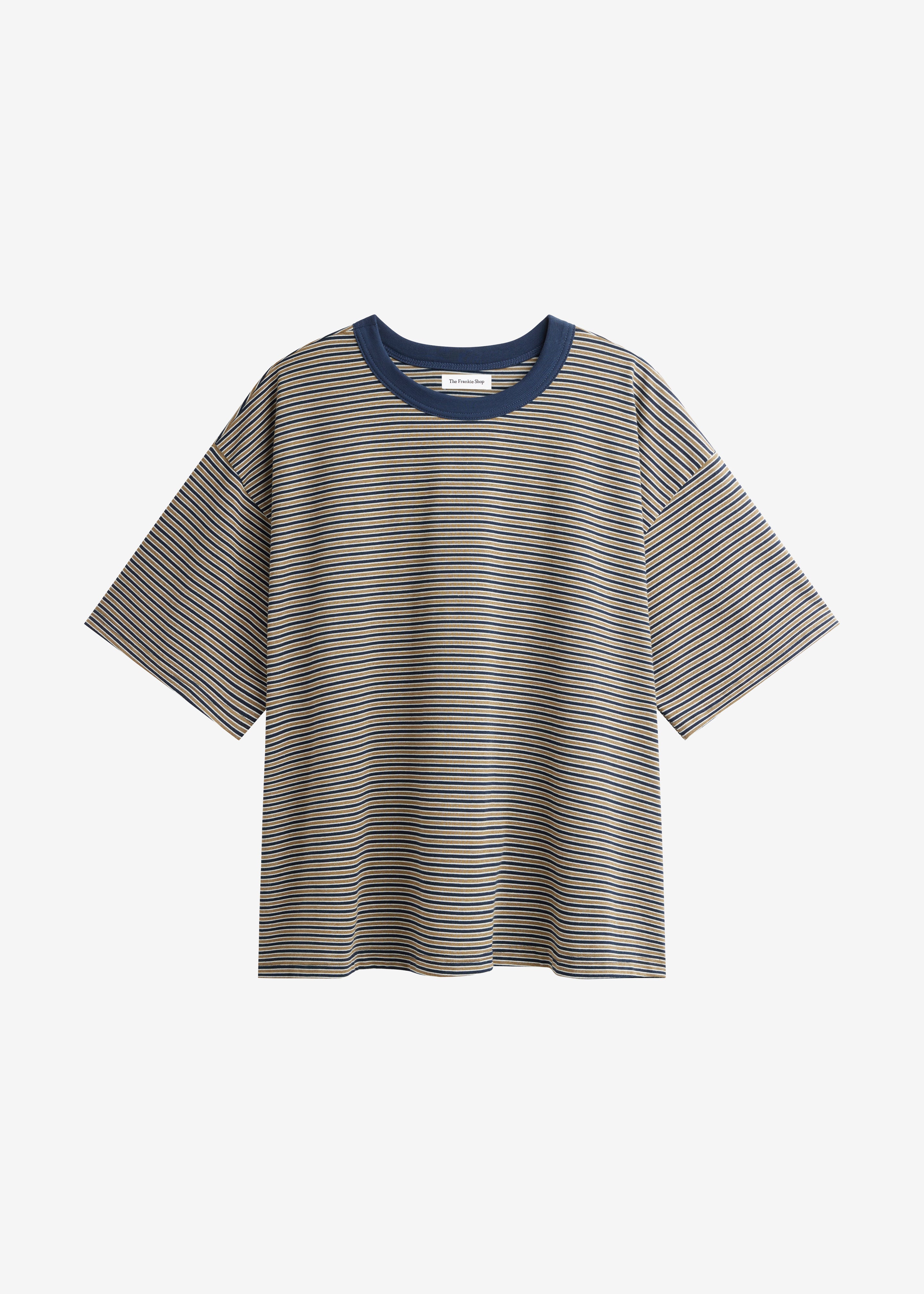 Wallace Oversized T-Shirt - Beige/Navy Stripe - 8